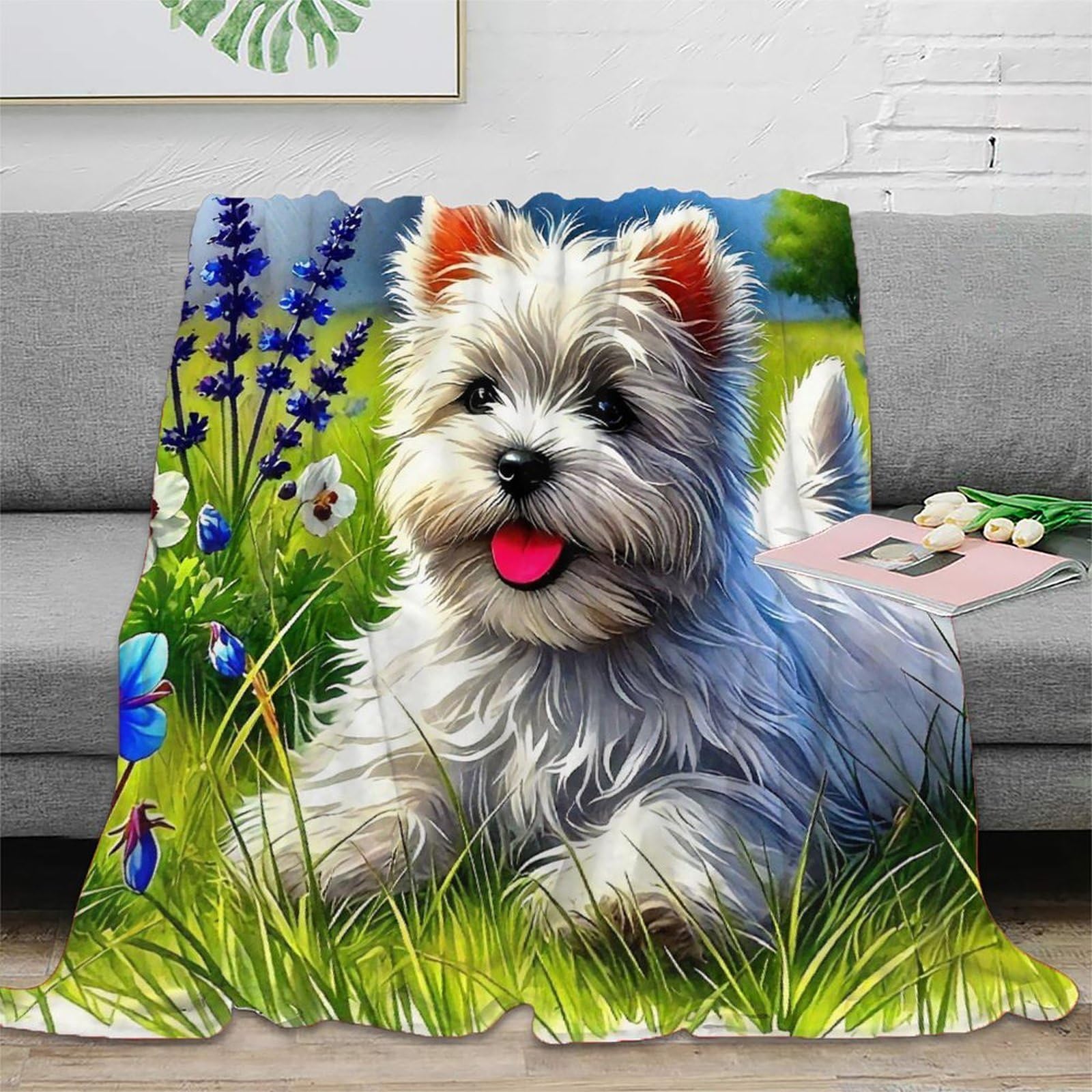 Couverture de lit motif chien pour des soirées cocooning chaleureuses sur votre canapé