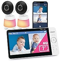 Vista 1 de VTech Monitor de bebé inteligente WiFi con 2 cámaras, video FHD de 1080p, aplicación gratuita con videos de movimiento, alertas