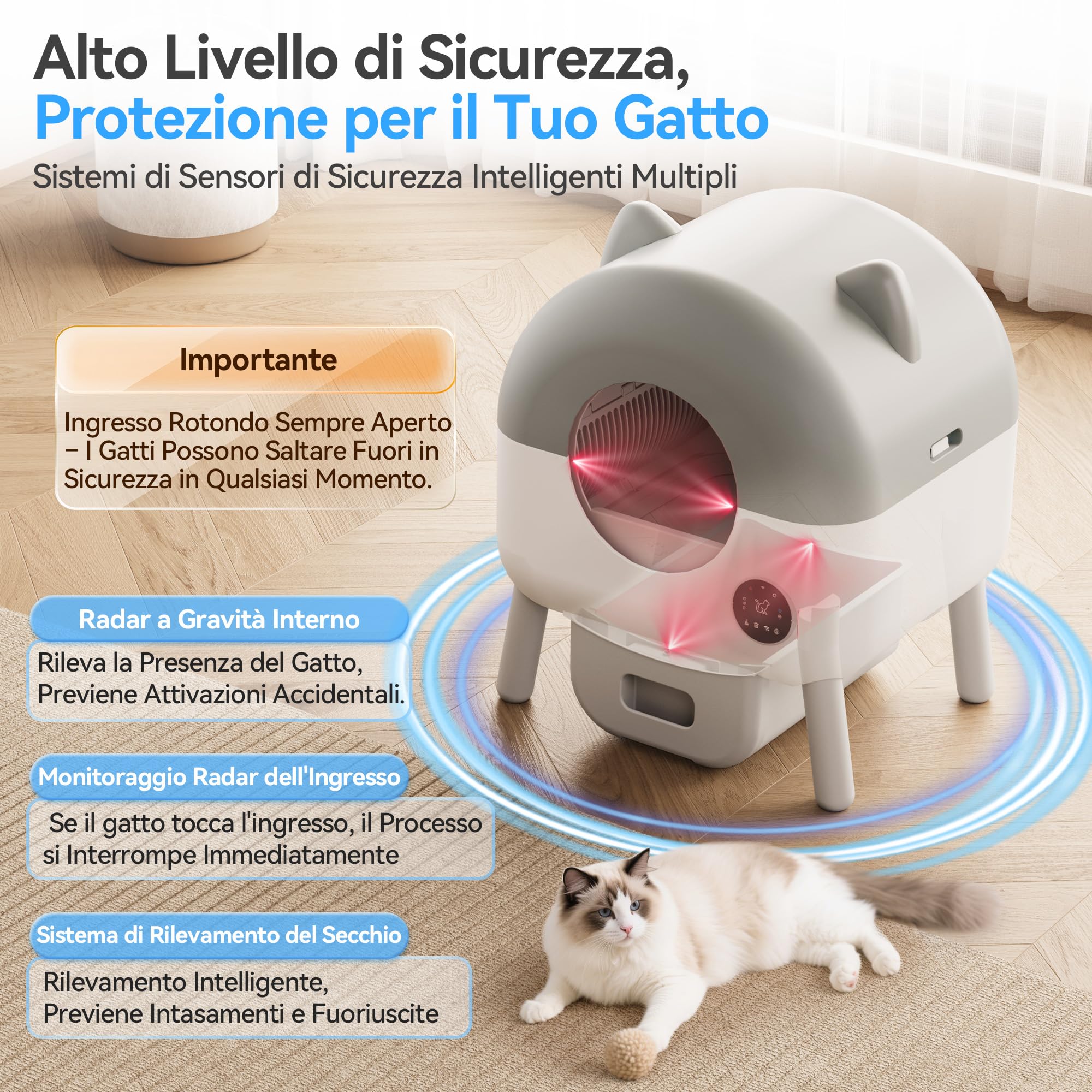 JUMMICO Lettiera autopulente per gatti XXL, grande capacità 90L+15L, controllo tramite app, pannello operativo, monitoraggio salute intelligente IA, lettiera per famiglie con più gatti