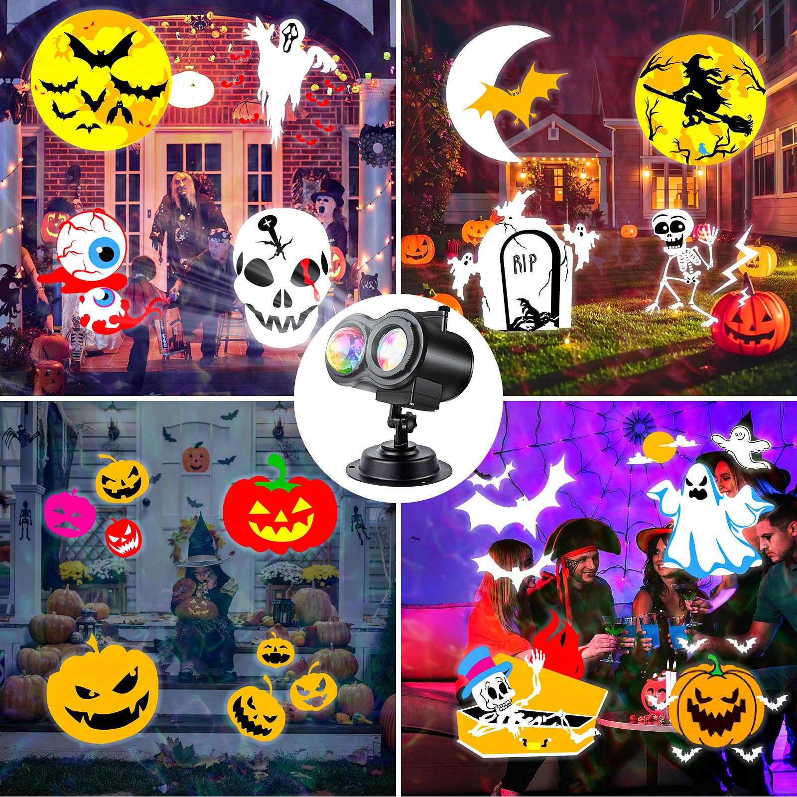 Proiettore di luci natalizie per esterni, proiettore LED per vacanze, luci notturne impermeabili con telecomando e timer per Natale, Halloween, feste, decorazioni da giardino
