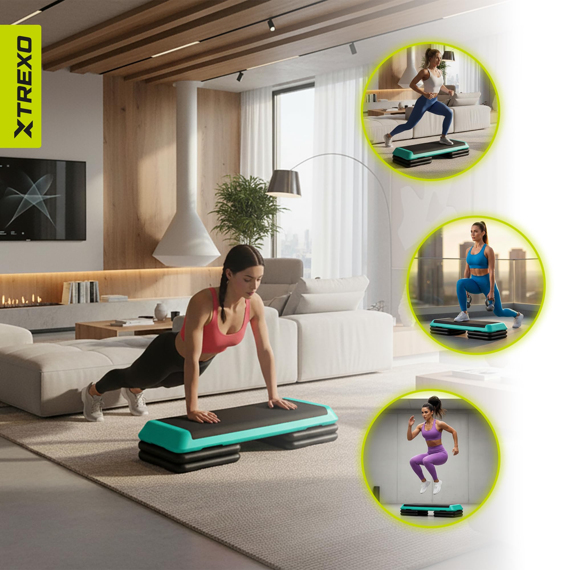 TREXO Planche de surpiqûre d'aérobic pour cardio fitness
