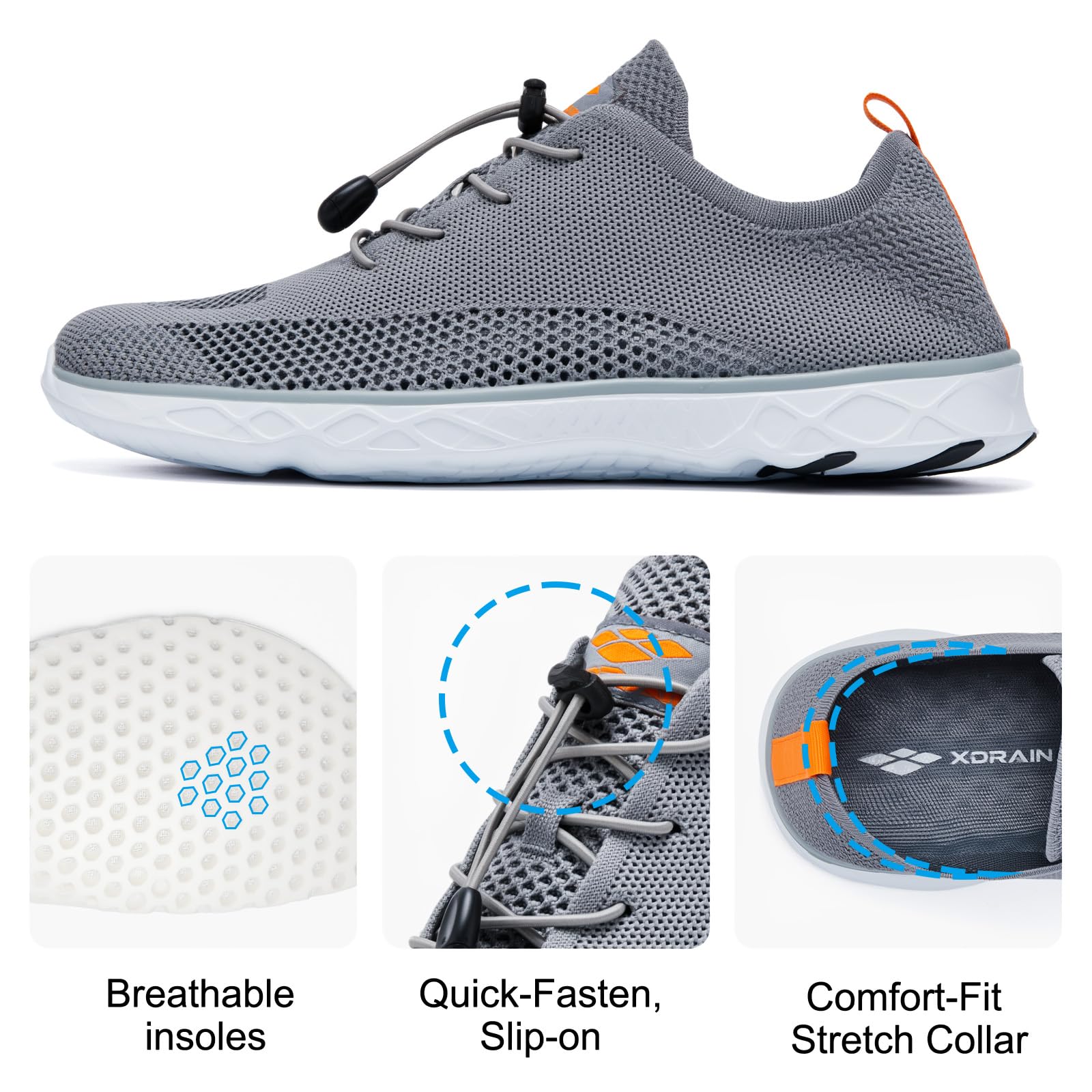 ALEADER Xdrain - Zapatos de agua para hombre, ligeros, para piscina, deportes acuáticos, tenis, caminar y viajar