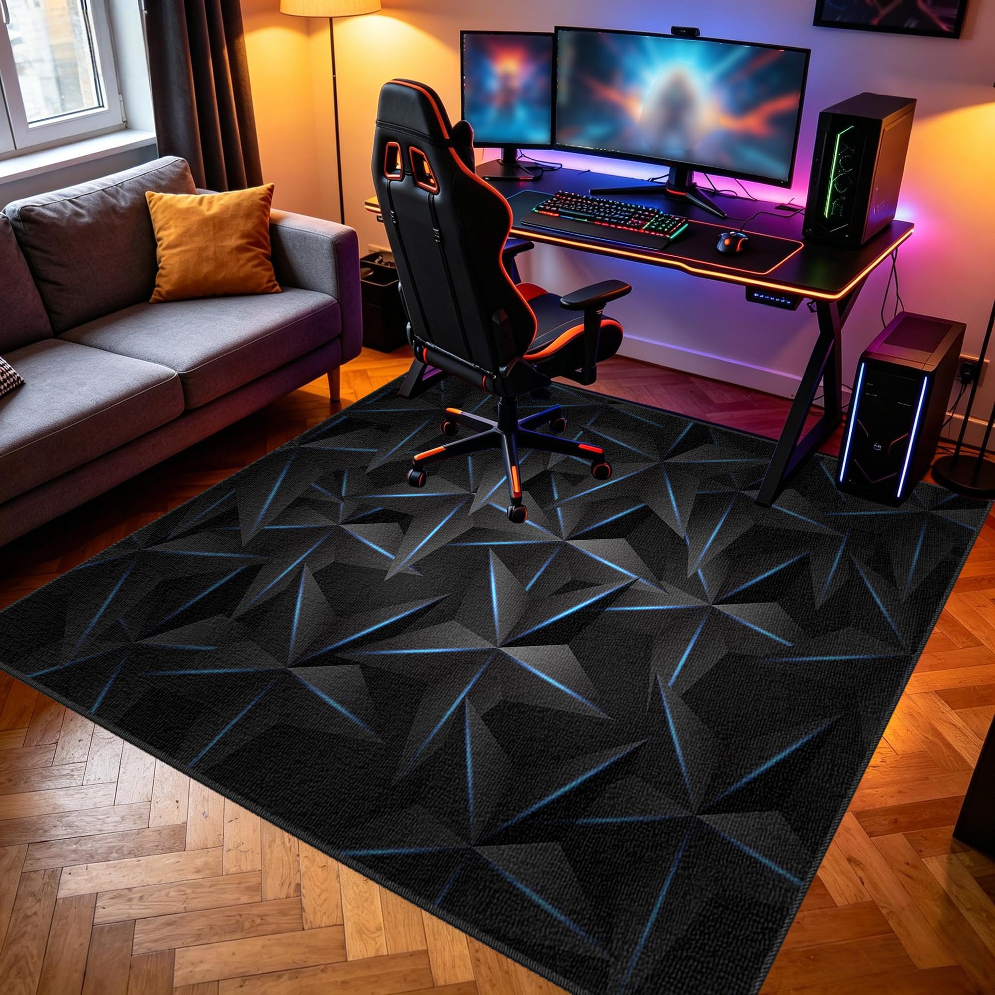 Dywaniki do sypialni do gier, 80 x 130 cm / 31,50 x 51,18 cala mata na krzesło komputerowe, dekoracja pokoju dla graczy dywan, dźwiękoszczelne maty do krzeseł e-sportowych