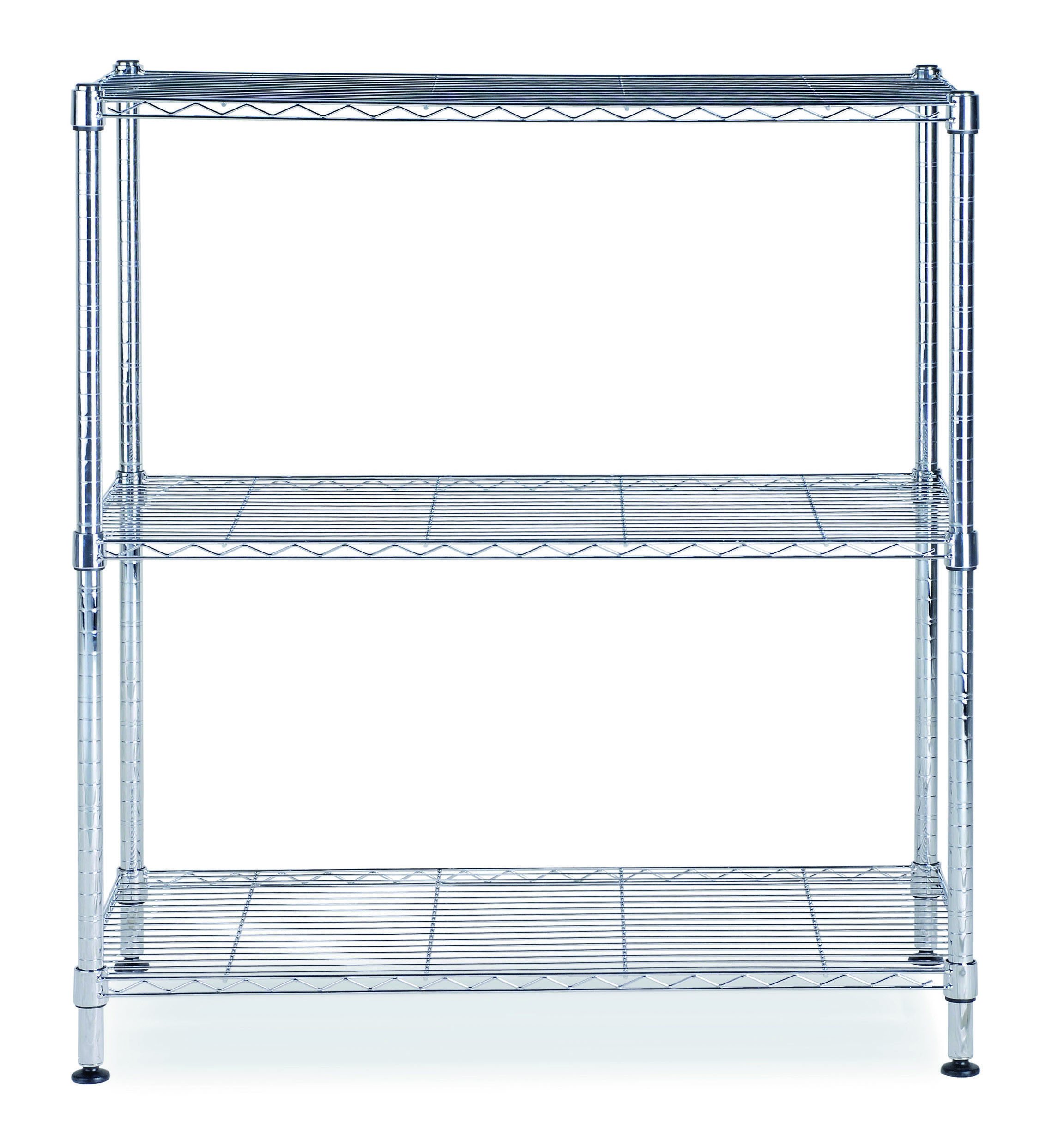 Alba MOBI - Scaffale con Ripiani, in Filo Metallico Cromato, Cromato, 3 mensole M