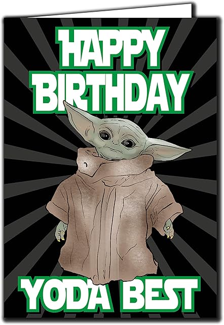 Baby Yoda The Mandalorian -"Happy Birthday Yoda Best" - Star Wars, Yoda, Card, TV, Funny, Show IN113