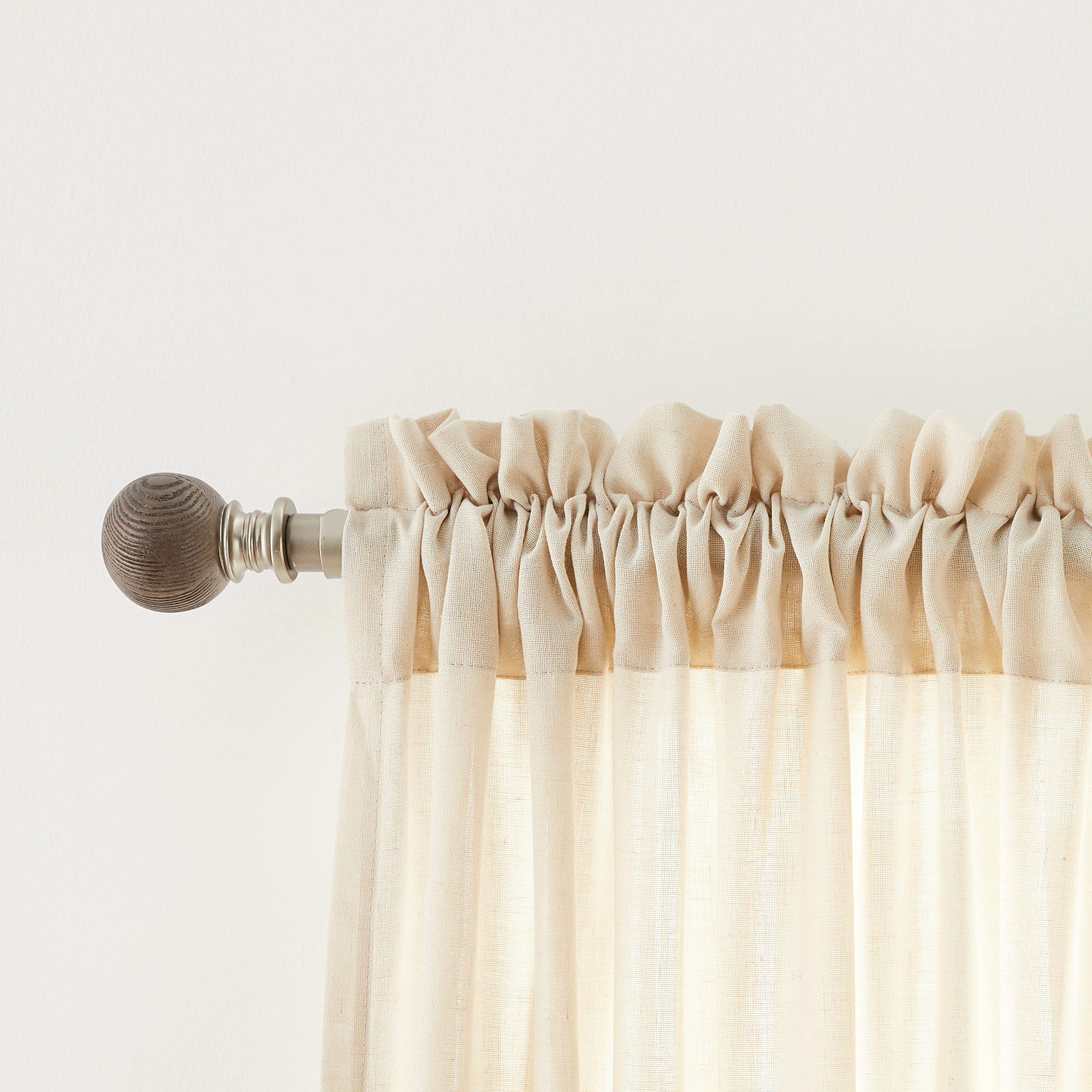 Home Décor Int'l - Set Asta Per Tende In Acciaio Con Finitura Legno E Terminali A Sfera, Diametro 2,5 Cm, Regolabile Da 91 A 183 Cm, Colore Rovere - 3