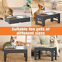 Vista 7 de URPOWER Cuencos elevados para perros, soporte elevado ajustable de 4 alturas con 2 cuencos grandes de acero inoxidable para alimentos y agua