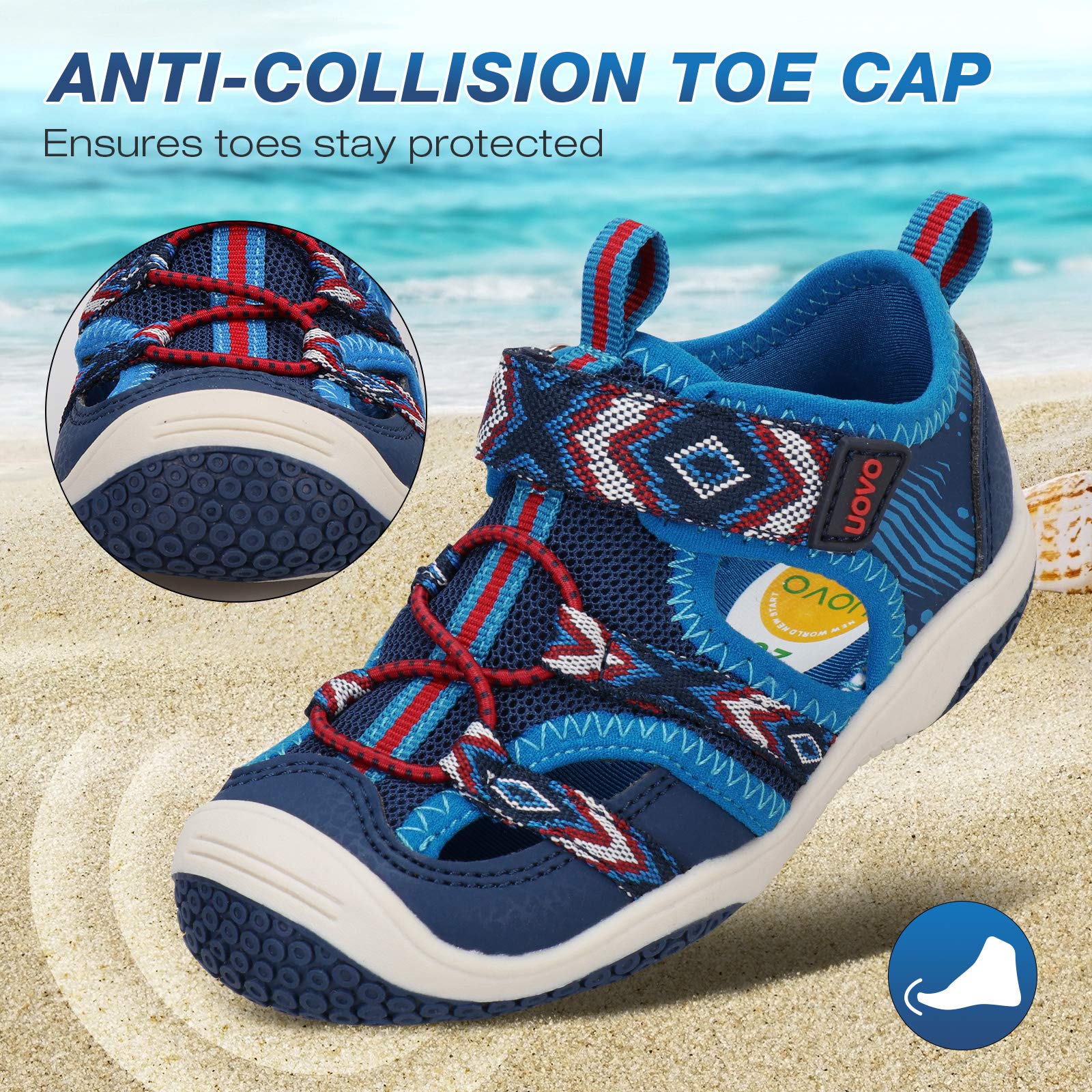 UOVO Sandali estivi da acqua per ragazzi e ragazze, punta chiusa, scarpe sportive leggere per attività all'aria aperta (Toddler/bambino/grande bambino)