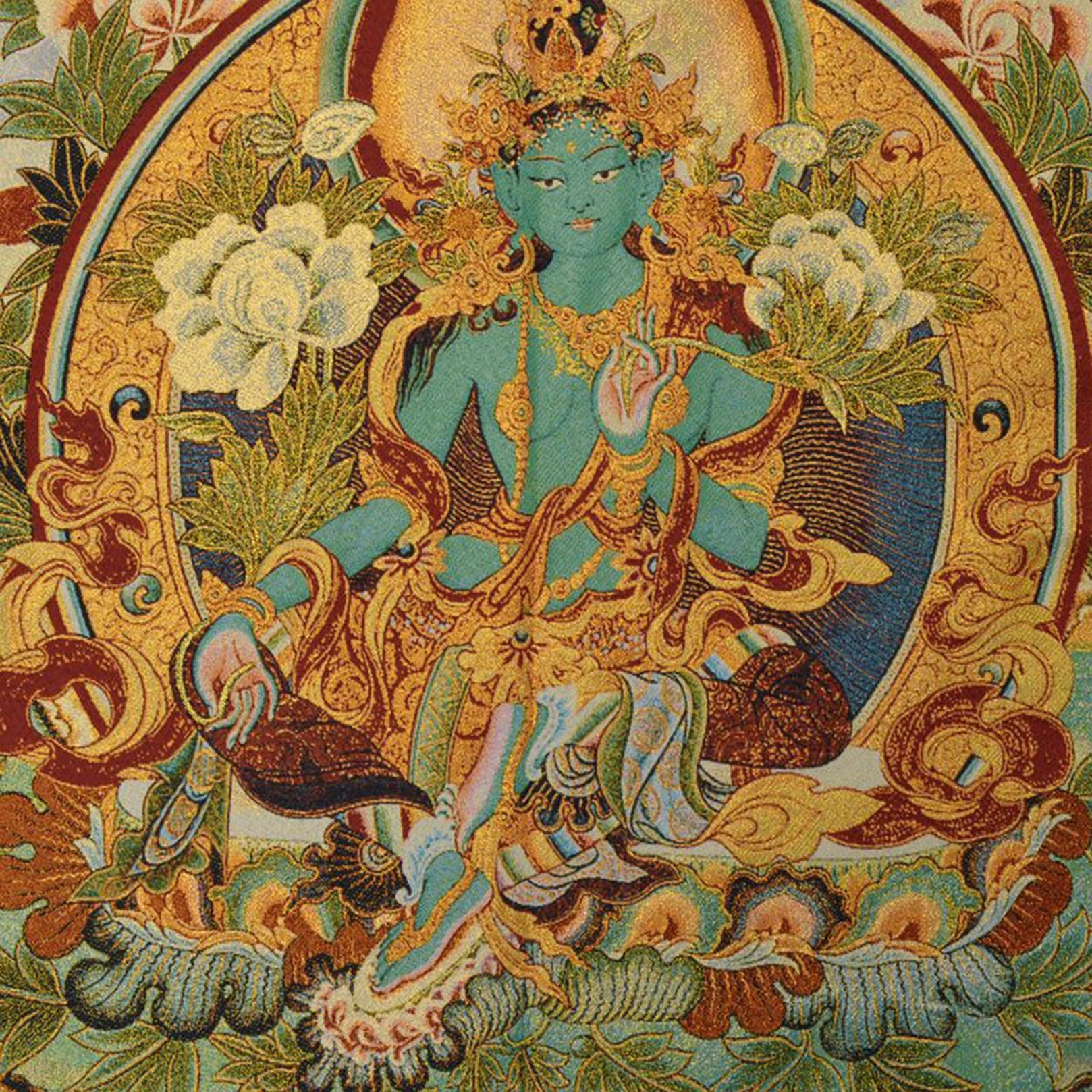 Thangka Dipinto Sospeso Tara Verde Avalokitesvara Arazzo Tibetano Thangka per Poster di Arredamento Moderno per La Camera da Letto della Famiglia (Size : 60x90cm(23x35inch))