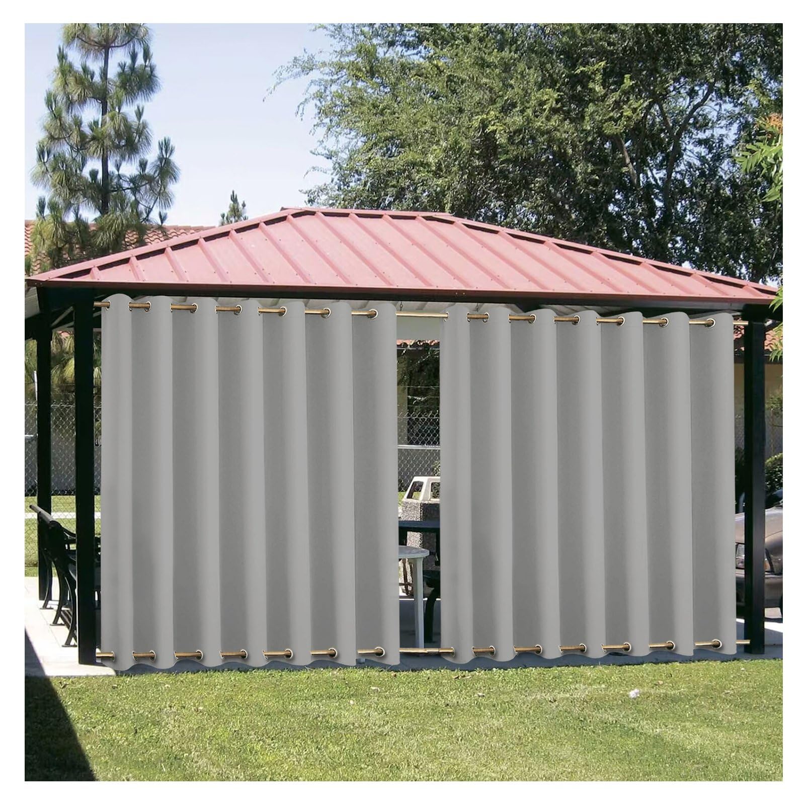 Mewkew Waterproof Outdoor Curtains for Patio W132×H182cm Windproof Blackout Curtains with Grommets on Top and Bottom, Curtain for Gazebo Porch Balcony, Customizable Sizes, 1 Panel — image 1