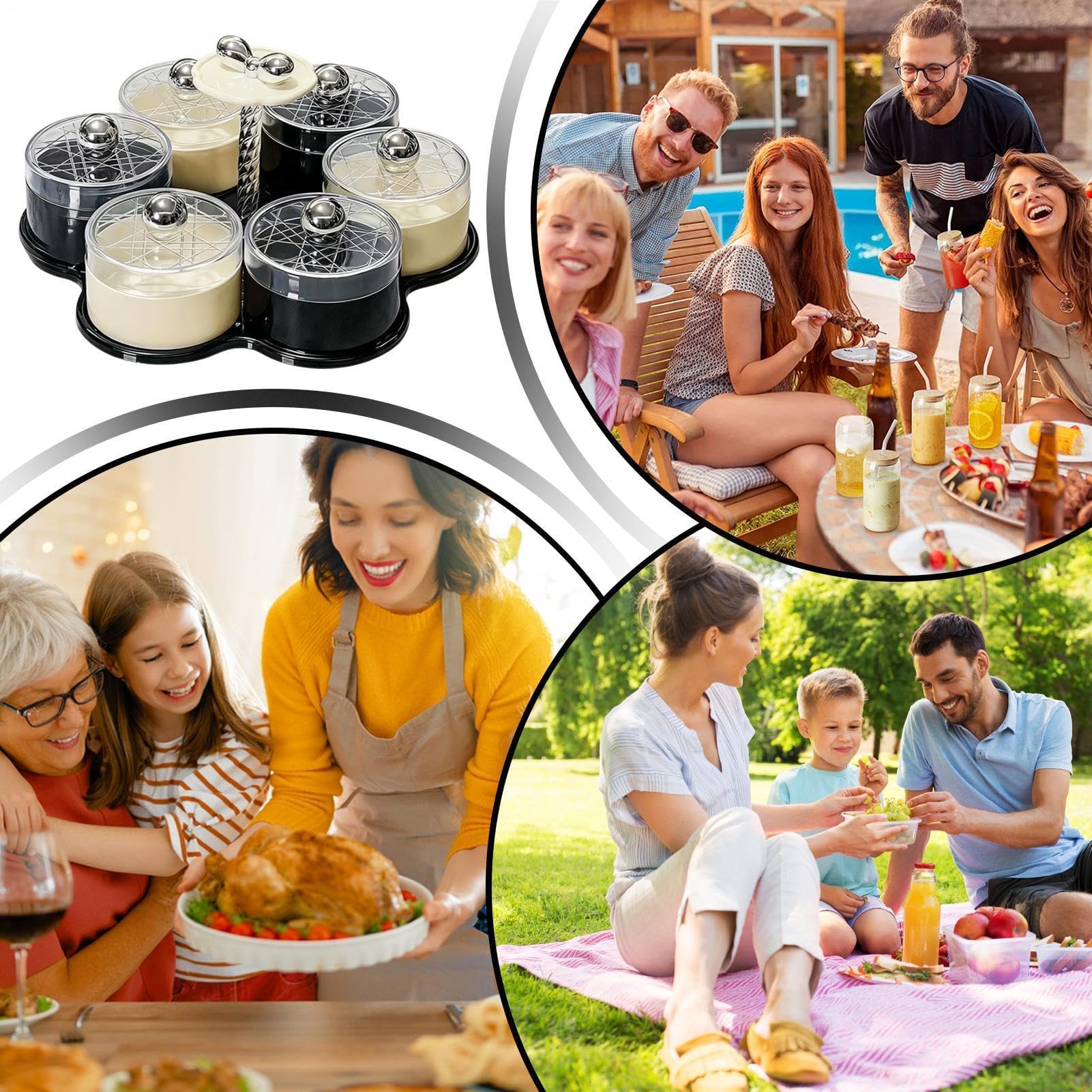 Elegante vassoio da portata per antipasti e frutta, piatto coperto per feste, catering e buffet, perfetto per riunioni di adulti, viaggi ed eventi
