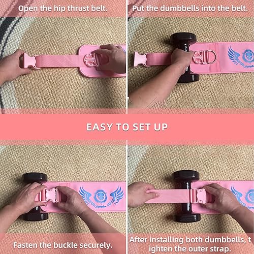 Miniatura 6 de Cinturón de empuje de cadera 2 en 1 para mujeres y hombres  Equipo de entrenamiento de glúteos resistente para ejercicios con mancuernas, pesas