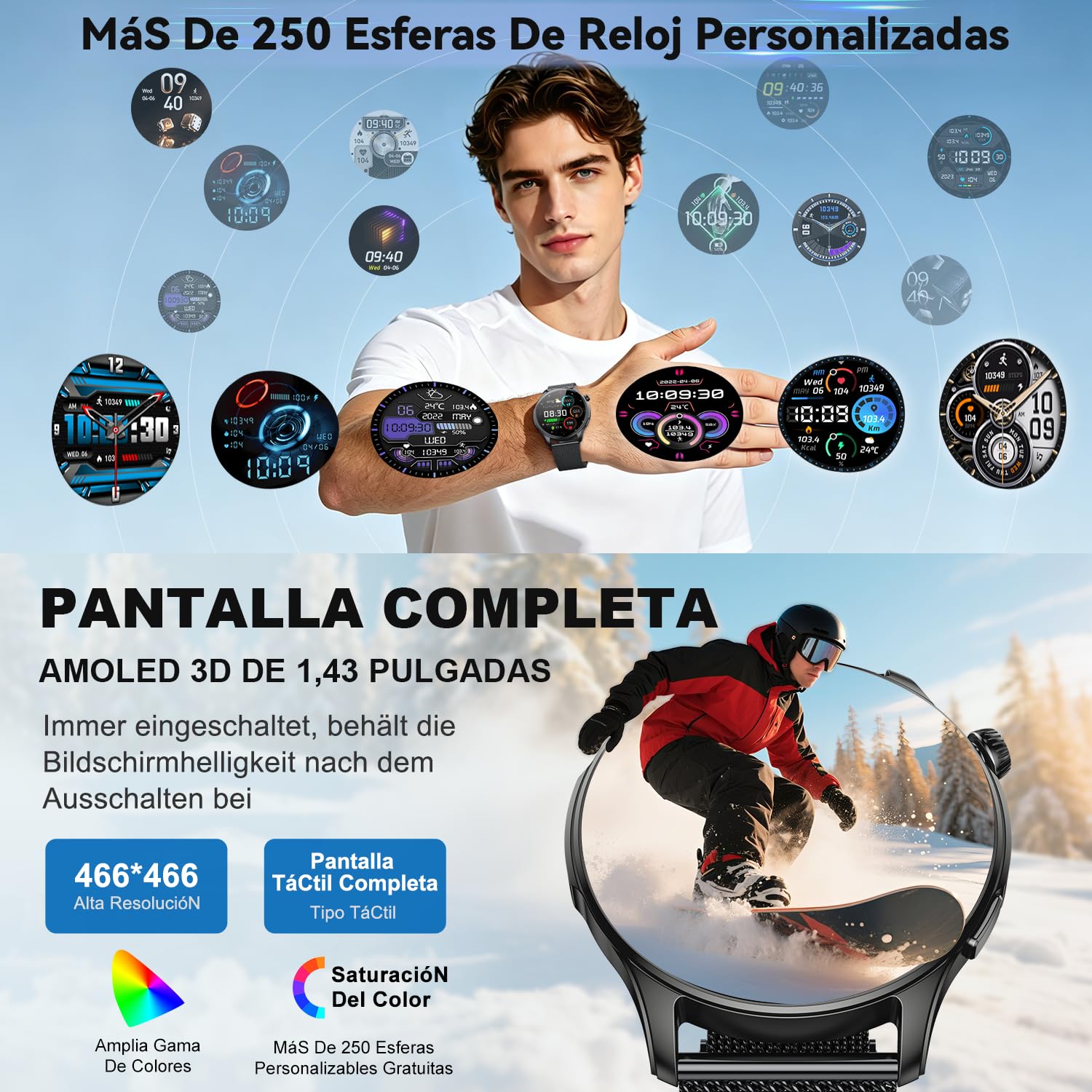 Reloj Inteligente Hombre Mujer Smartwatch con Llamadas: Impermeable Fitness Tracker Bluetooth Digital Smart Watch Deportivo Pulsera Actividad Podómetro Pulsómetro Monitor de Sueño para Android ios