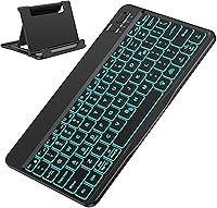 OMOTON Backlit Bluetooth Keyboard for Galaxy Tab A9+ S9 FE S10 S11 - 7 Colors, Rechargeable, Multi-OS Android iOS Windows, Black