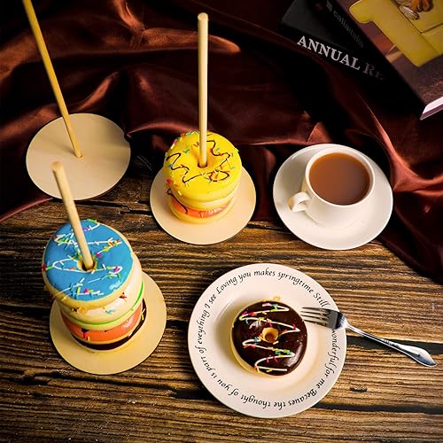 Miniatura 4 de Boao 5 soportes de madera para donas, soporte de dona desmontable para boda, suministros de fiesta de cumpleaños (estilo cuadrado)