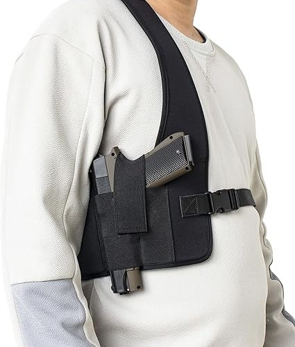 Miniatura 8 de HOGIKUO Funda de pecho universal para hombre (mano derecha) - Fundas de hombro cómodas y ajustables para transporte oculto, funda de pistola de