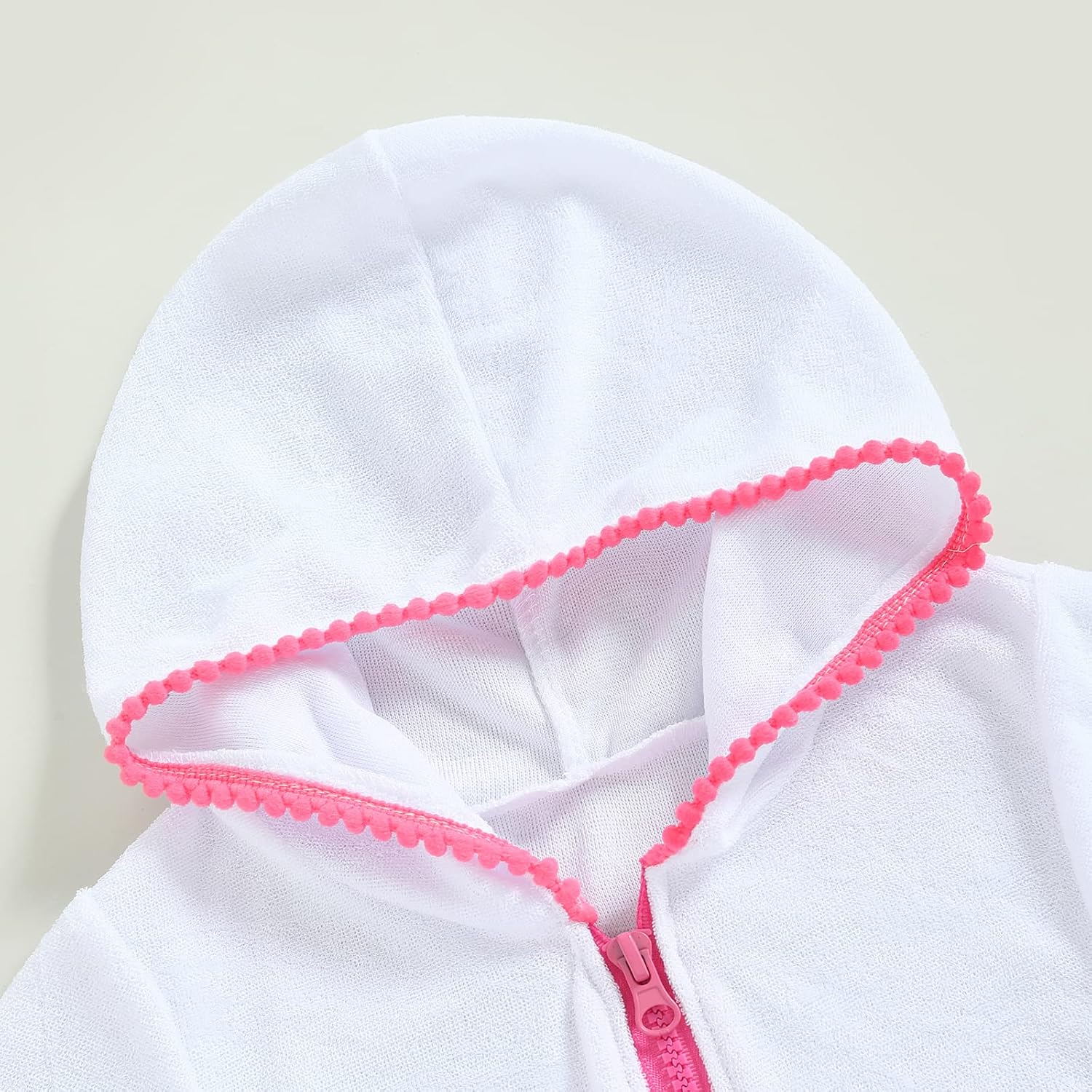 Cache-maillot de bain pour petites filles avec fermeture éclair et capuche absorbant, Rose