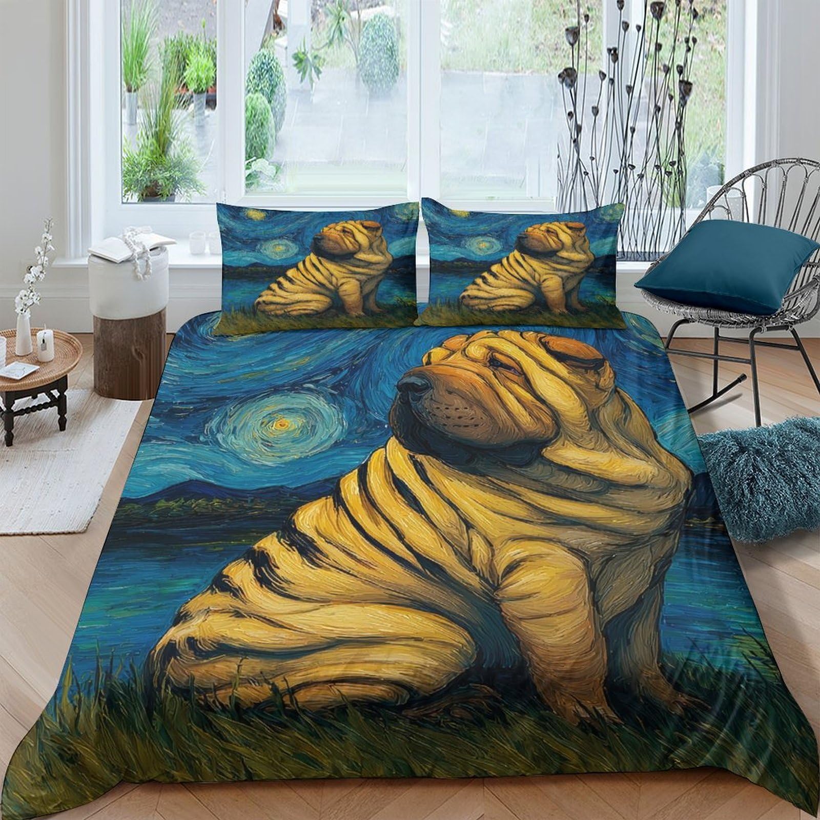 Housse de couette Shih Tzu 3 pièces grand lit Super King 260x220 cm imprimé 3D avec taies