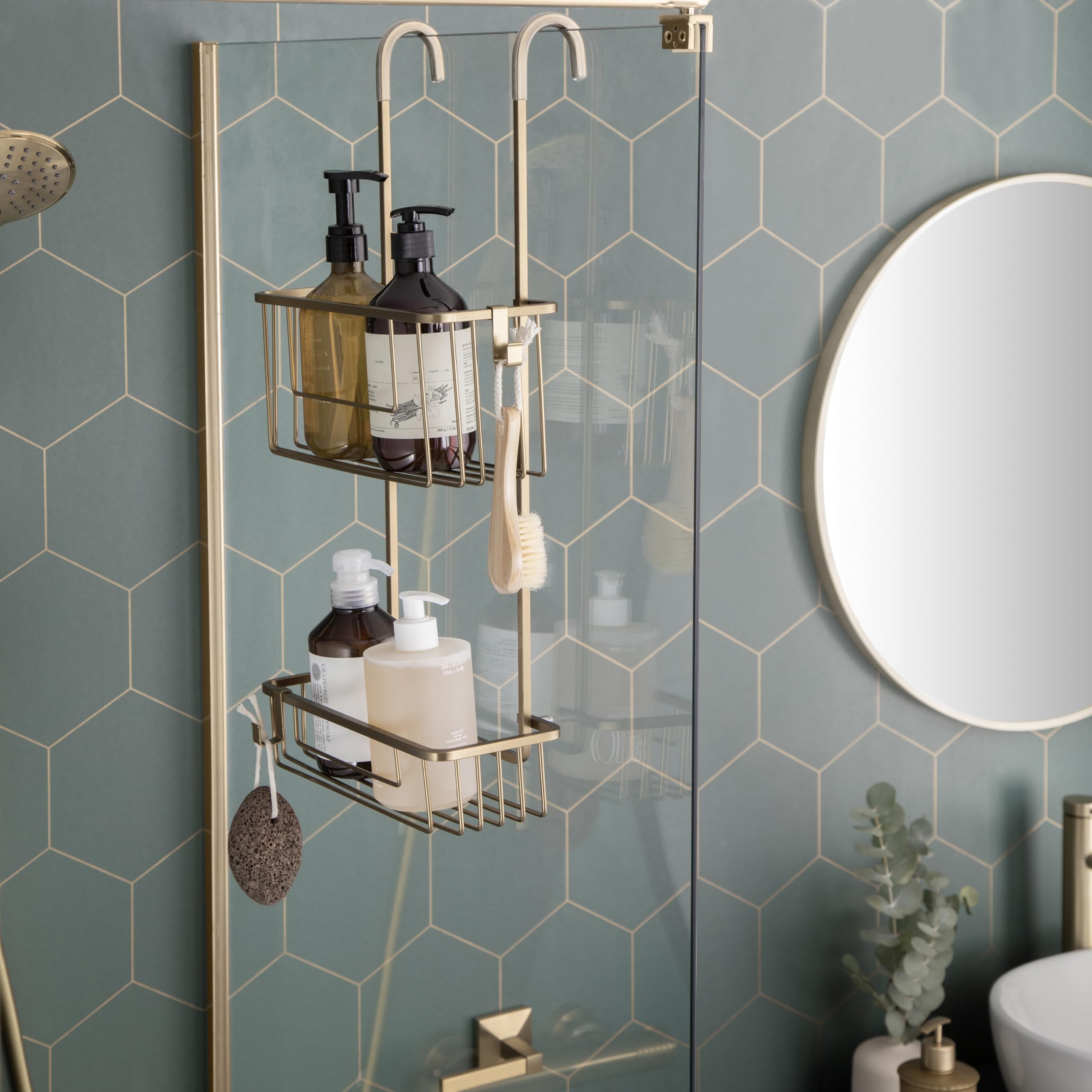 TATAY Mensola Doccia Design Moderno Funzionale 10 Anni di Garanzia | Mensola Doccia Bagno | Misure 28x15,5x56 cm | Resistente all'Umidità | 100% Inossidabile | Design Moderno | Portata Elevata