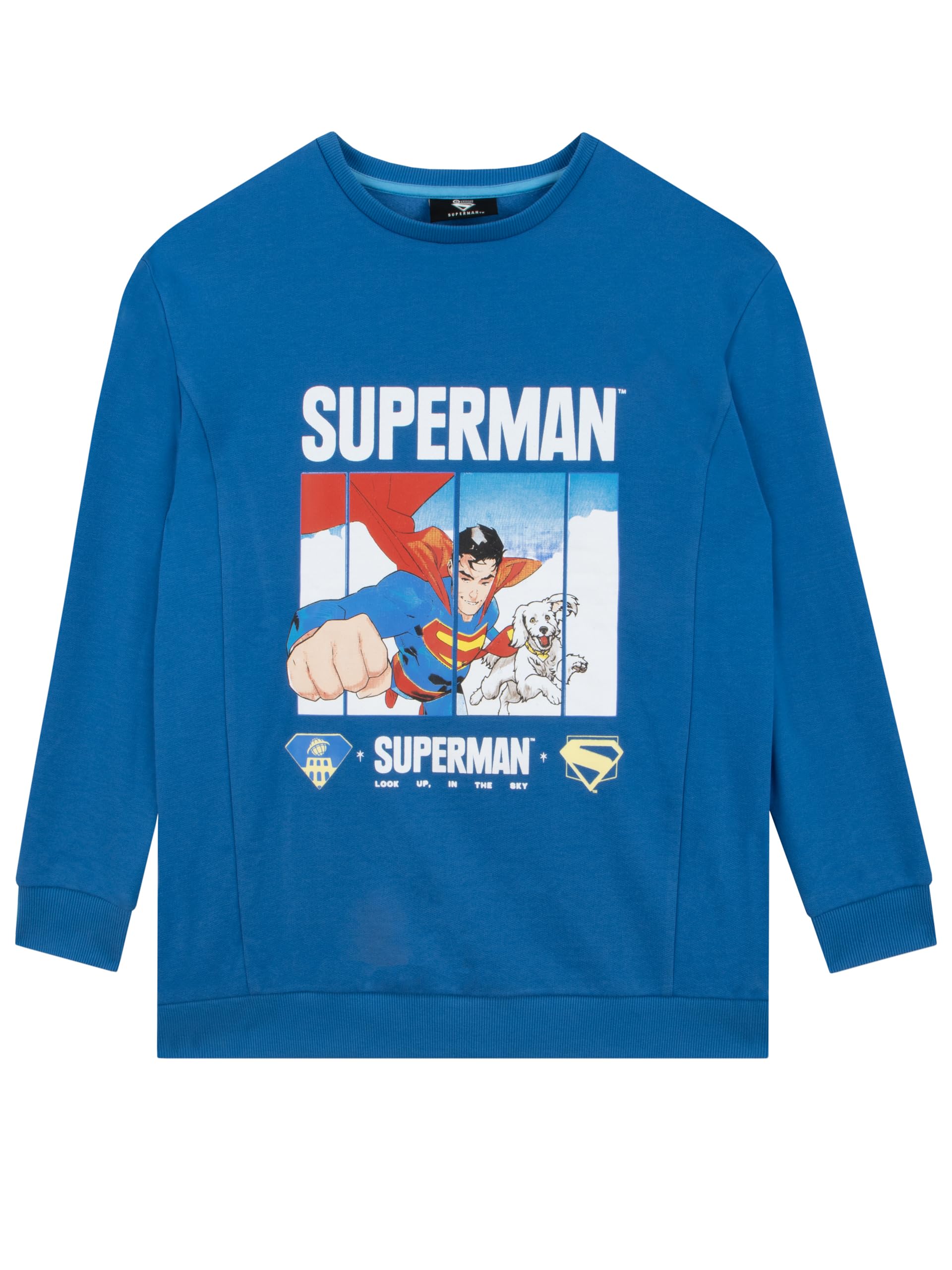 Dc Comics Boys Blue Superman Top, ’ Sweatshirts, Dc Sweatshirt, Superhero Kids Sweatshirt, 8-9 Years