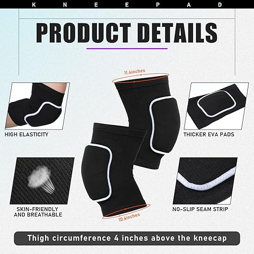 Miniatura 3 de Syhood 8 rodilleras de voleibol, mangas para brazos, banda de sudor y bolsa con cordón, accesorios de voleibol, equipo de alta protección para