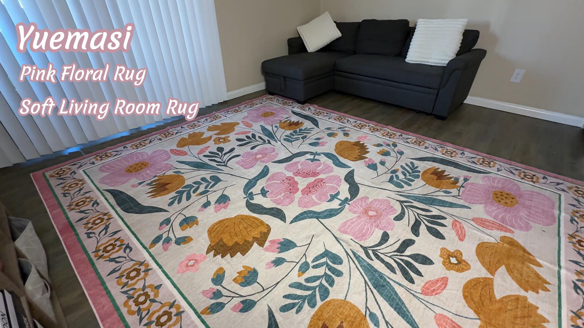 Tapete Boho Floral Rosa 5x7 para Dormitorio miniatura 7