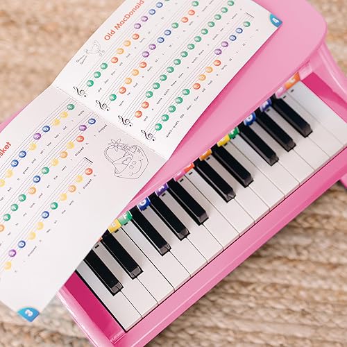 Miniatura 4 de Melissa  Doug Piano rosa para aprender a tocar con 25 teclas y canciones codificadas por colores