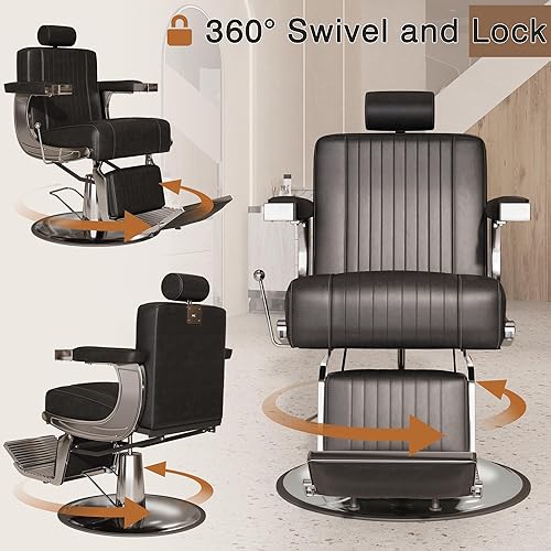 Miniatura 5 de Sillas de peluquería para peluquería, sillas reclinables para estilista, silla de peluquería giratoria profesional 360, silla de pelo ajustable en