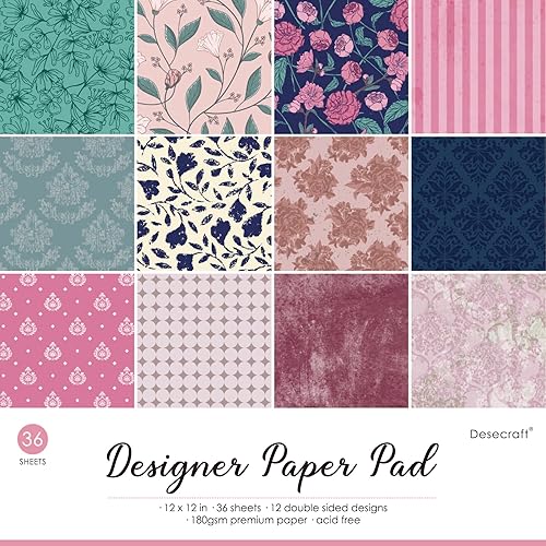 Paquete de bloc de papel vintage de primavera de 12 x 12 pulgadas, papel decorativo de cartulina de recortes, 36 hojas, para hacer tarjetas,