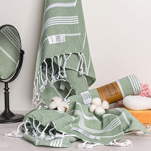 Miniatura 6 de Juego de 2 toallas de mano, 18 x 40 pulgadas, algodón turco, toalla de mano decorativa turca para baño, cocina, invitados, cara, cabello, té, paño