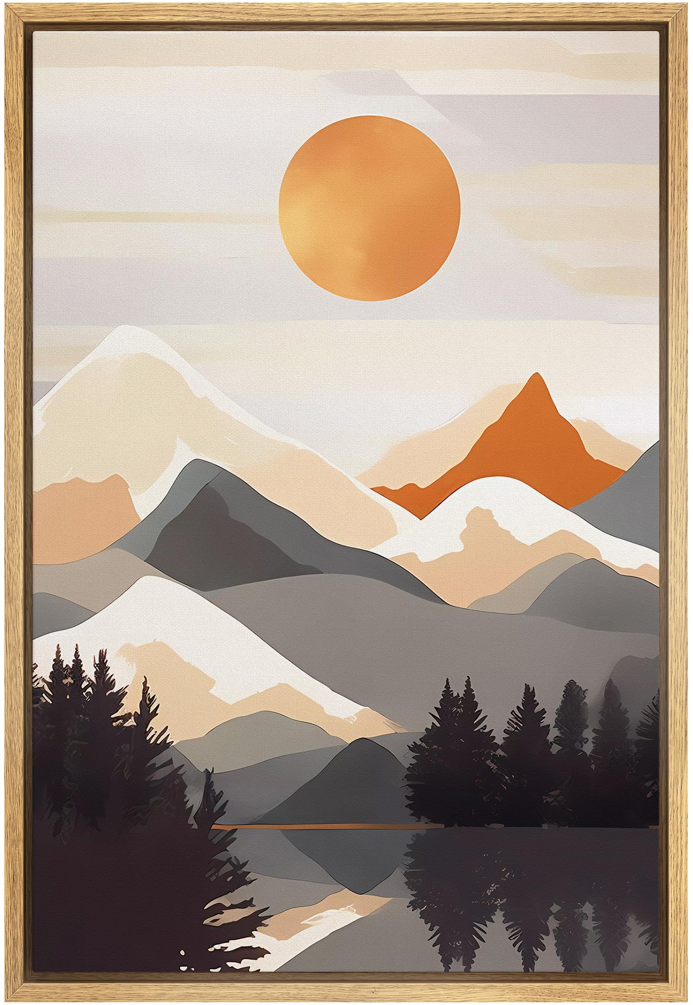 Amazon.com: SIGNFORD Framed Canvas Print Wall Art Pastel Orange