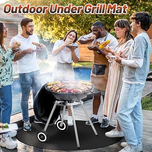 Miniatura 2 de Tapete para hoguera de 59 pulgadas para estufa individual Yukon, tapete ignífugo de 3 capas redondo debajo de la parrilla, almohadilla impermeable