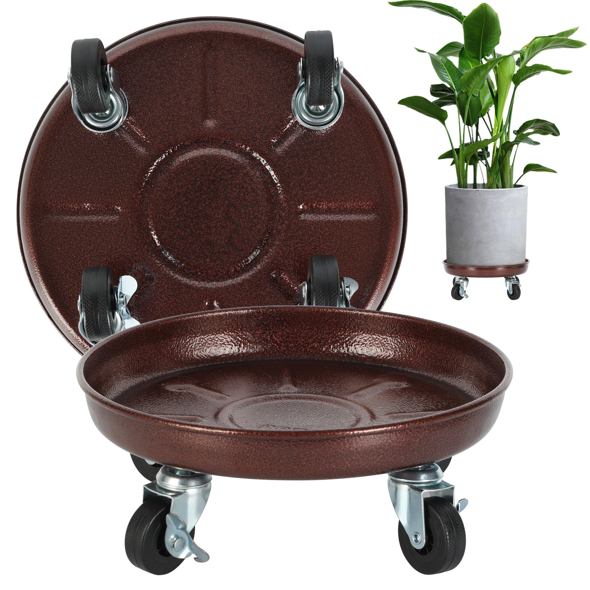 Nenwic Heavy Duty Plant Caddy with Wheels, 32 cm Capacity 120 kg, 2-Pack