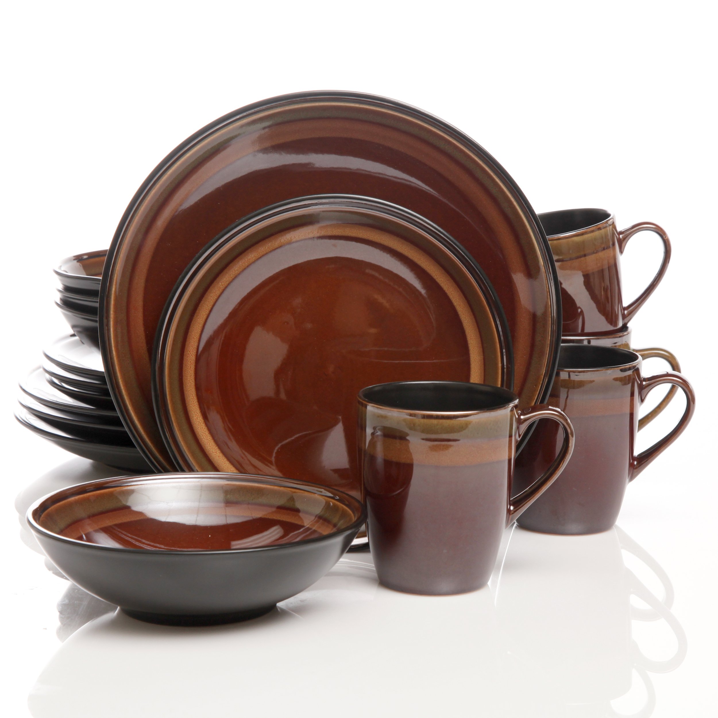 Gibson Elite Tequesta Round 16-Piece Dinnerware Set, Red