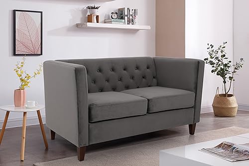 Miniatura 10 de Muebles clásicos y modernos con diseño capitoné para sala de estar, sofá universitario con relleno, cómodo sofá biplaza de terciopelo, medallón