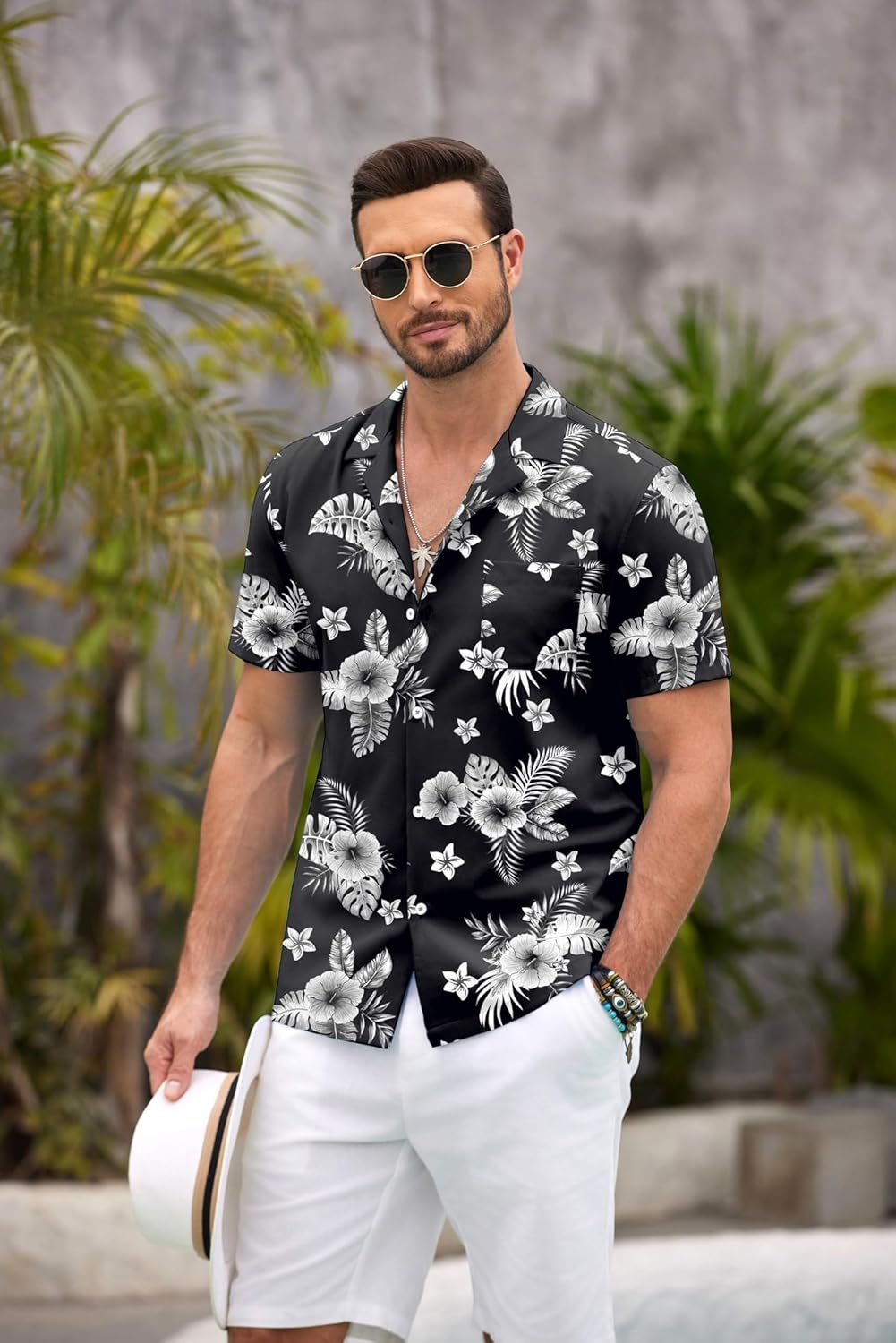 COOFANDY Mens Hawaiian Shirt Short Sleeve Floral Button Down Shirts Tropical Summer Beach Shirts Camp Collar Shirt - Image 2