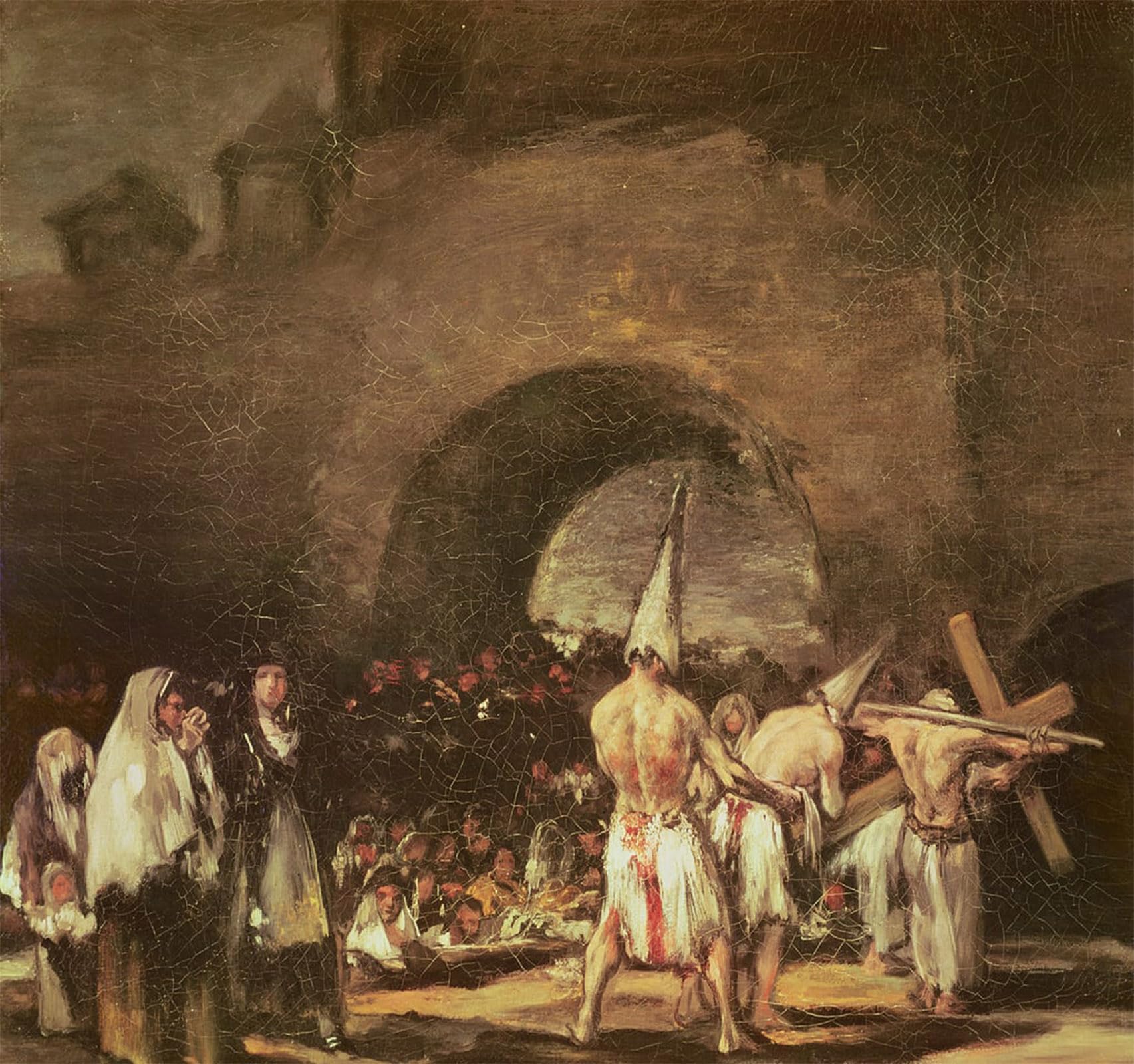 ARTXLXXBN Famous Painting Canvas Artwork Graffiti Print Procession of the Penitents by Francisco De Goya Portrait Canvas Image for Home Decor 60x90cm