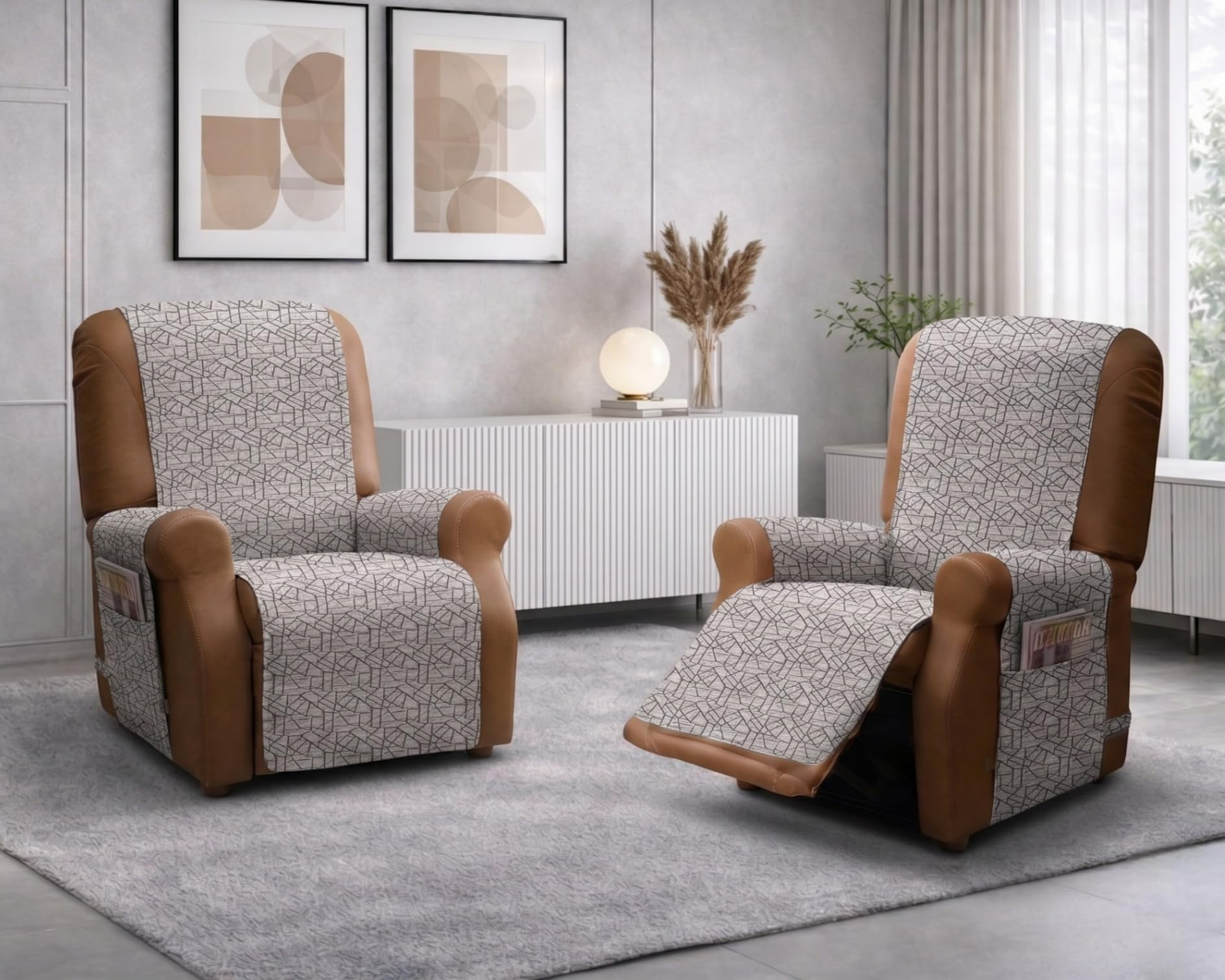 Copripoltrona Relax Impermeabile per Poltrone Reclinabili - Antimacchia e Idrorepellente - Made in Italy - Rio Antracite
