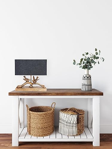 Miniatura 8 de Creative Co-Op lámpara de mesa de resina rústica con forma de pájaro, con pantalla rectangular negra y acabado dorado