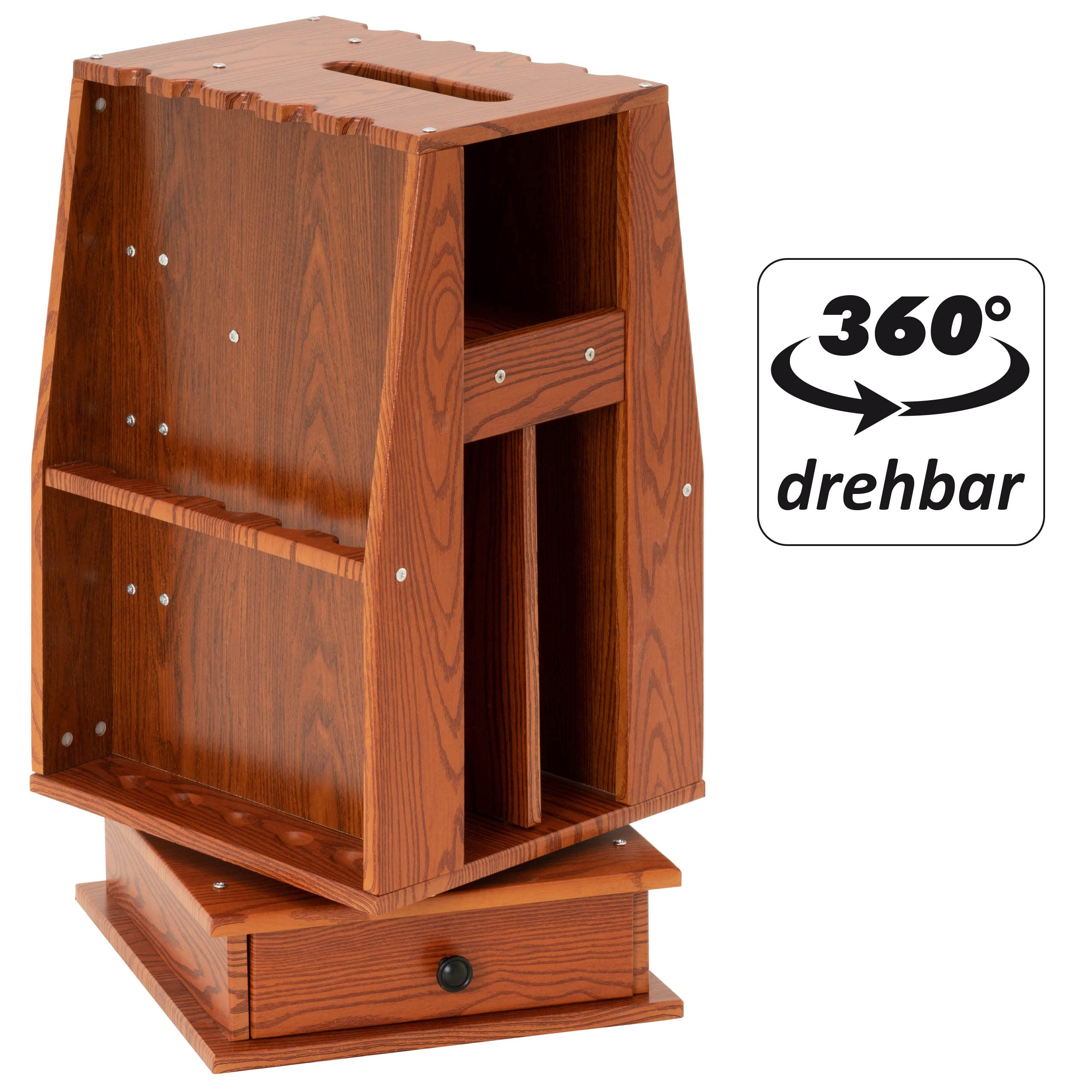 Nexos Trading Massivholz Queue-Ständer in Braun, Drehbar, Platz für 10 Queues, Maße: 80x30x40 cm - Eleganter und Robuster Billard Queue Halter