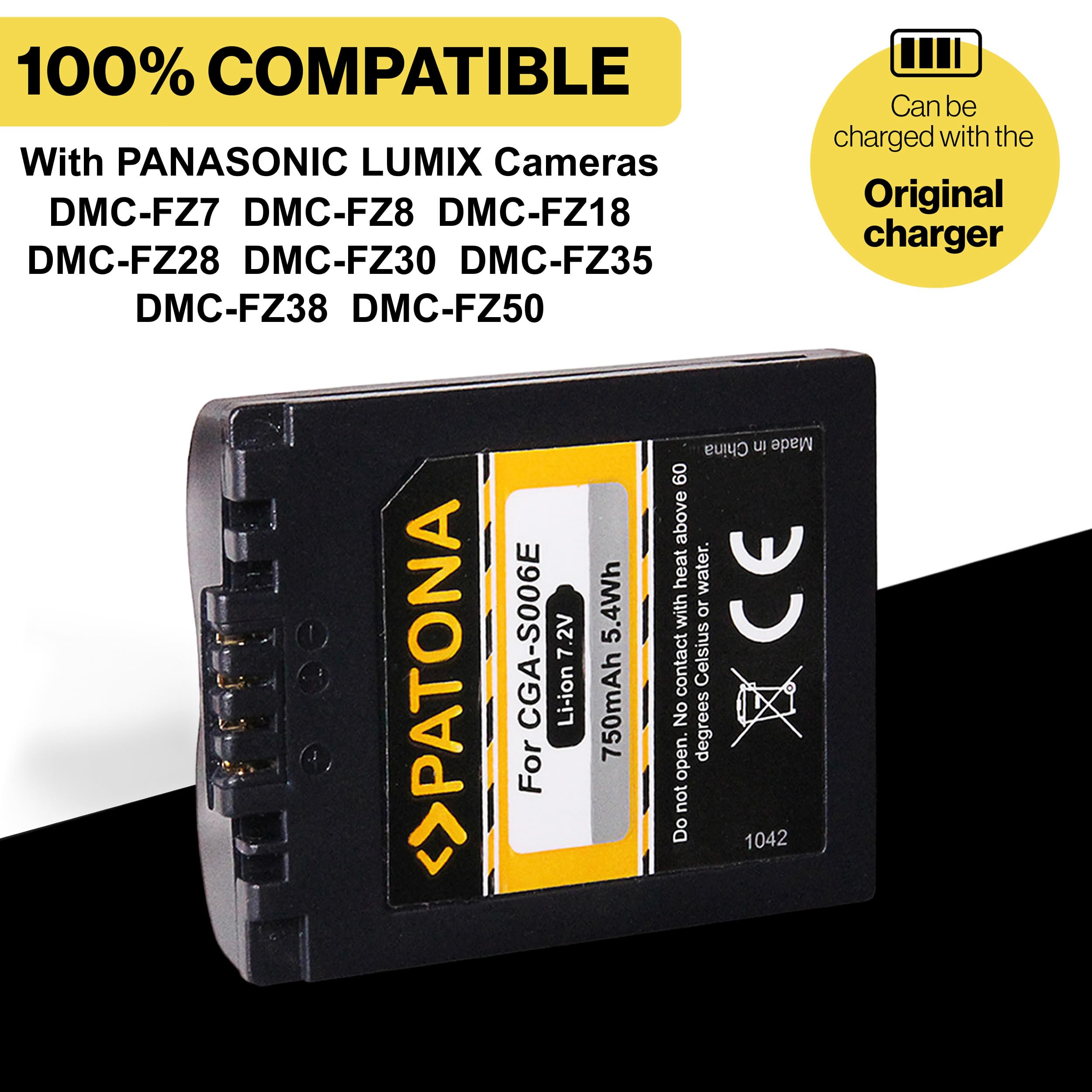 Batteria Di Ricambio Per Panasonic Lumix DMC-FZ7 FZ8 FZ18 FZ28 FZ30 FZ38 FZ50, 700mAh, CGR-S006