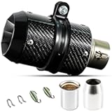 Motorcycle Exhaust, Slip-on Motorcycle Muffler, Carbon Fiber Slip on Exhaust Muffler, Fit for Z900 GSXR750 CBR650 and more, with Complete Accessories, Black