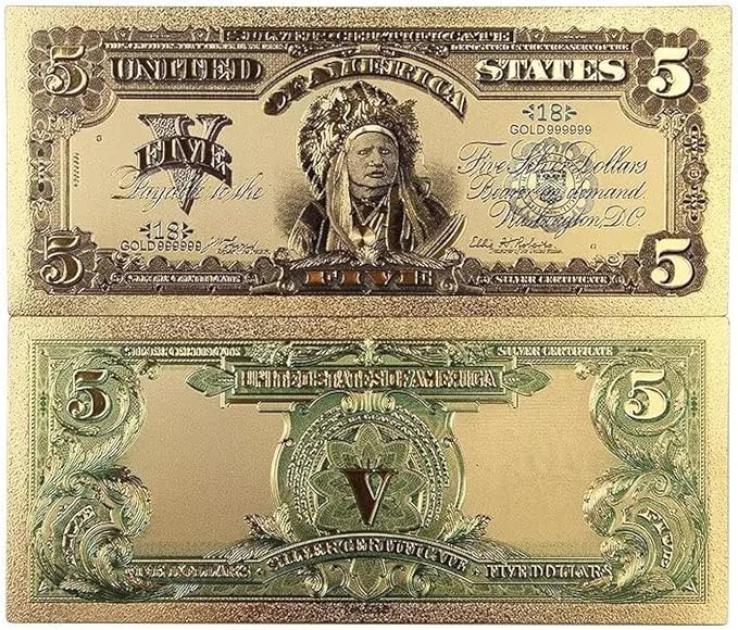Billets Dollar Feuille D'or 24k – Réplique 1899 1 2 5 USD – Décor Luxueux – Collection