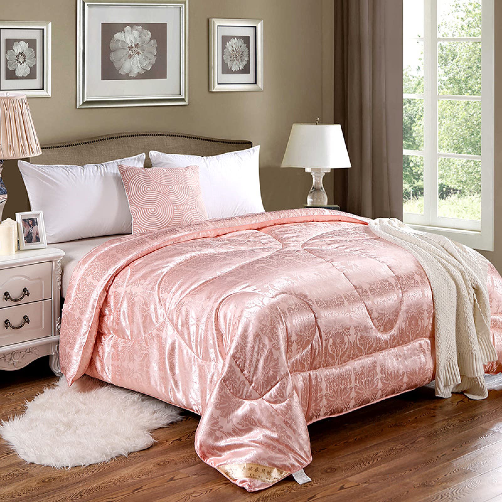 Couette en soie 100% mûrier lit double 180x220 cm chaude et épaisse