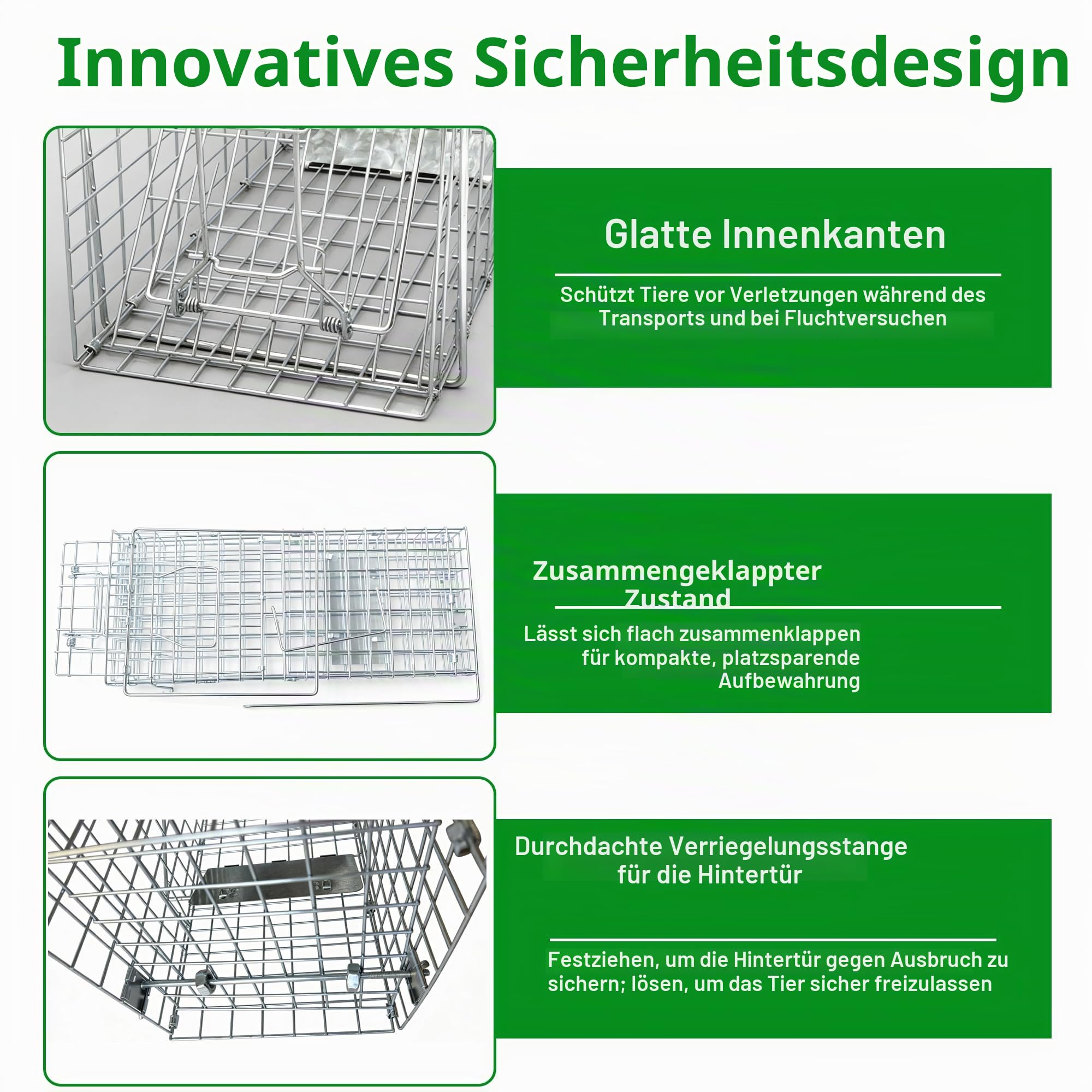 Rattenfalle Lebend, Mausefalle Lebendfalle XXXL 43 cm Groß Tierfreundlich & Wiederverwendbar - Faltbar - Mäuse Falle Lebend Käfig für Innen & Aussen - Rat Trap - 43cm x 20cm x 19cm