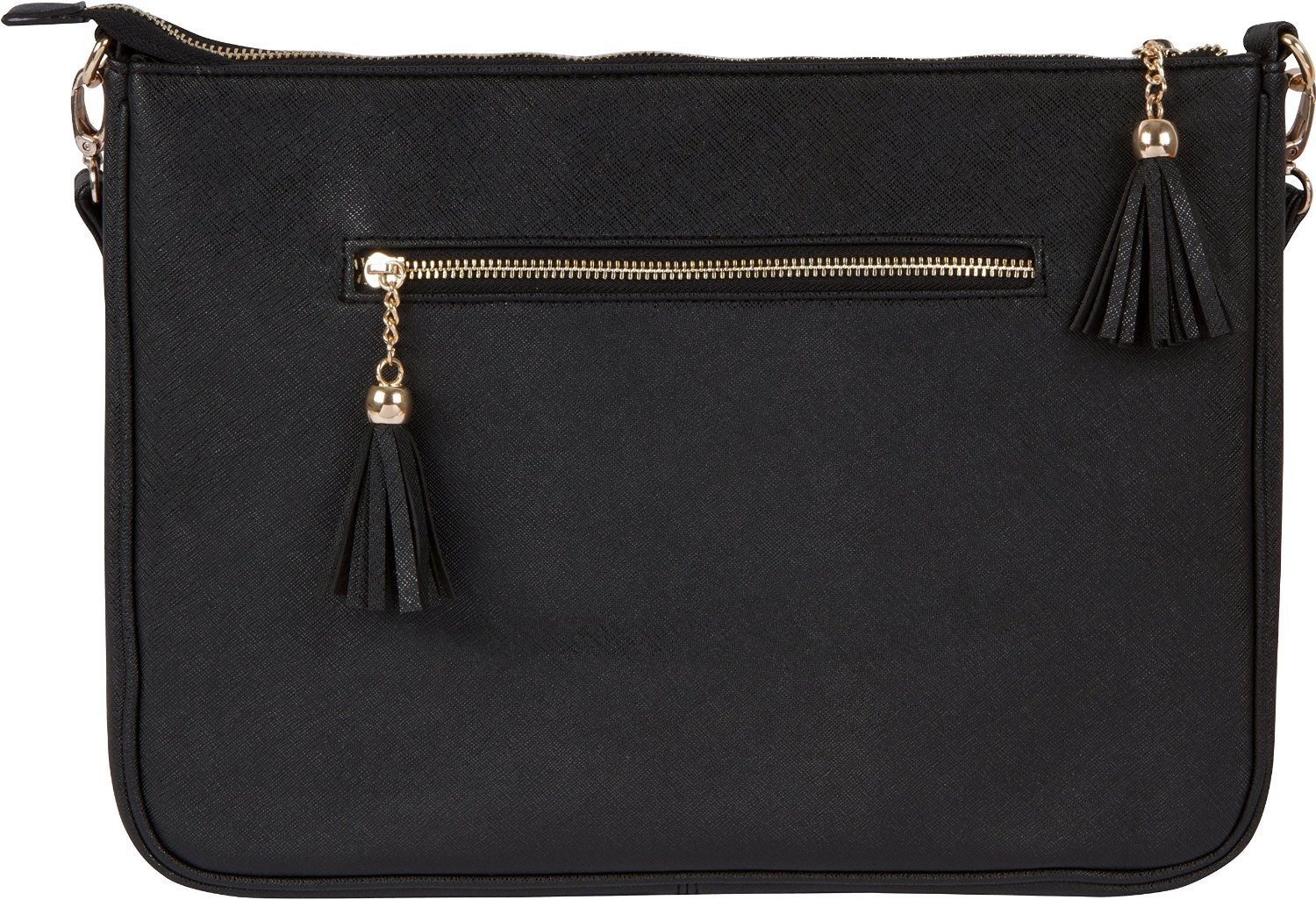 Freah Pelle™ Crosshatch Leather 12.5 ~ 13.3 inch Laptop Bag with Removable Carrying Strap for 13-inch MacBook Air | 13-inch MacBook Pro | Ulrabook | Other 12.5-13.3-inch Laptops (Black)