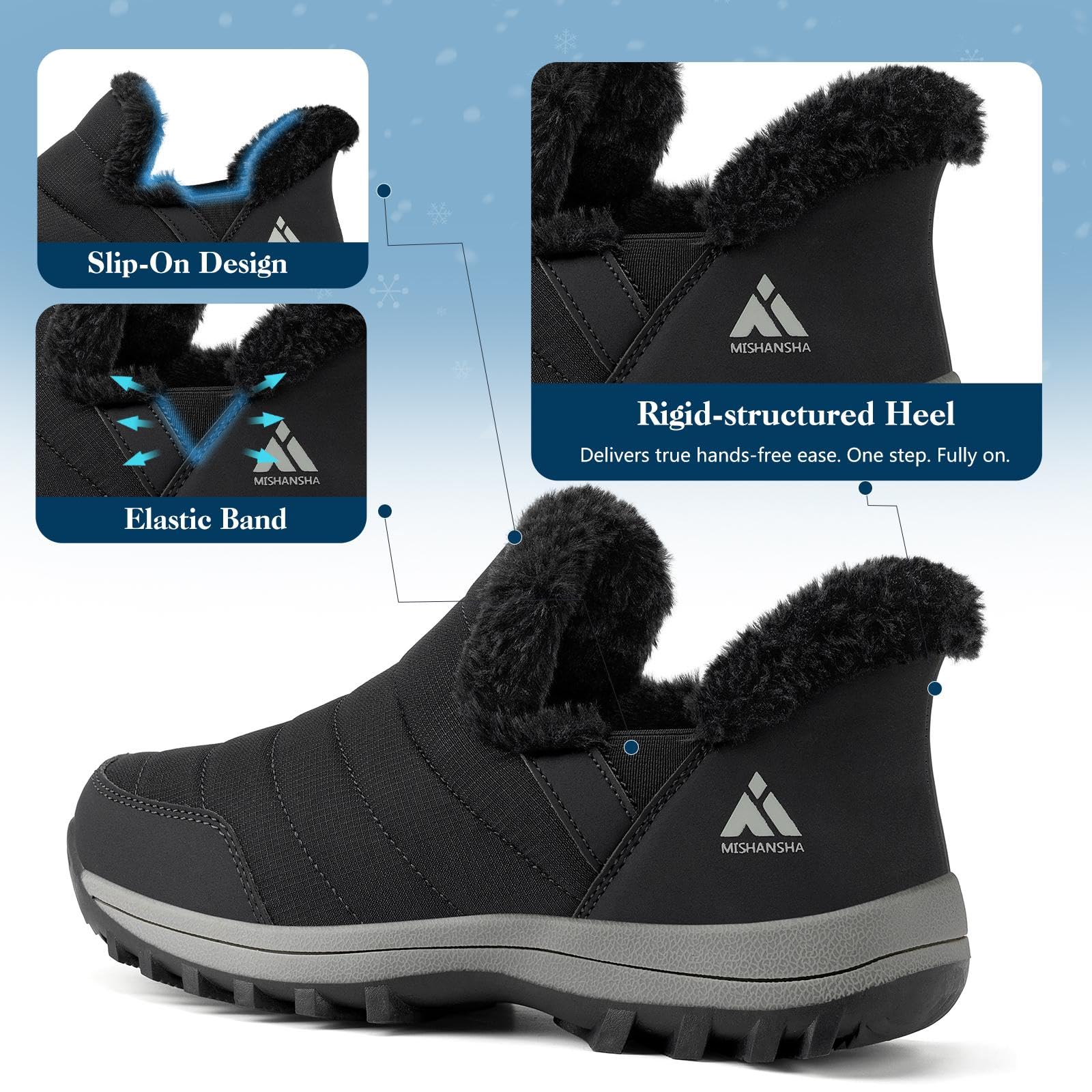 Mishansha Scarpe Invernali da Donna Foderate Antiscivolo Stivali da Neve, Taglie 36-42