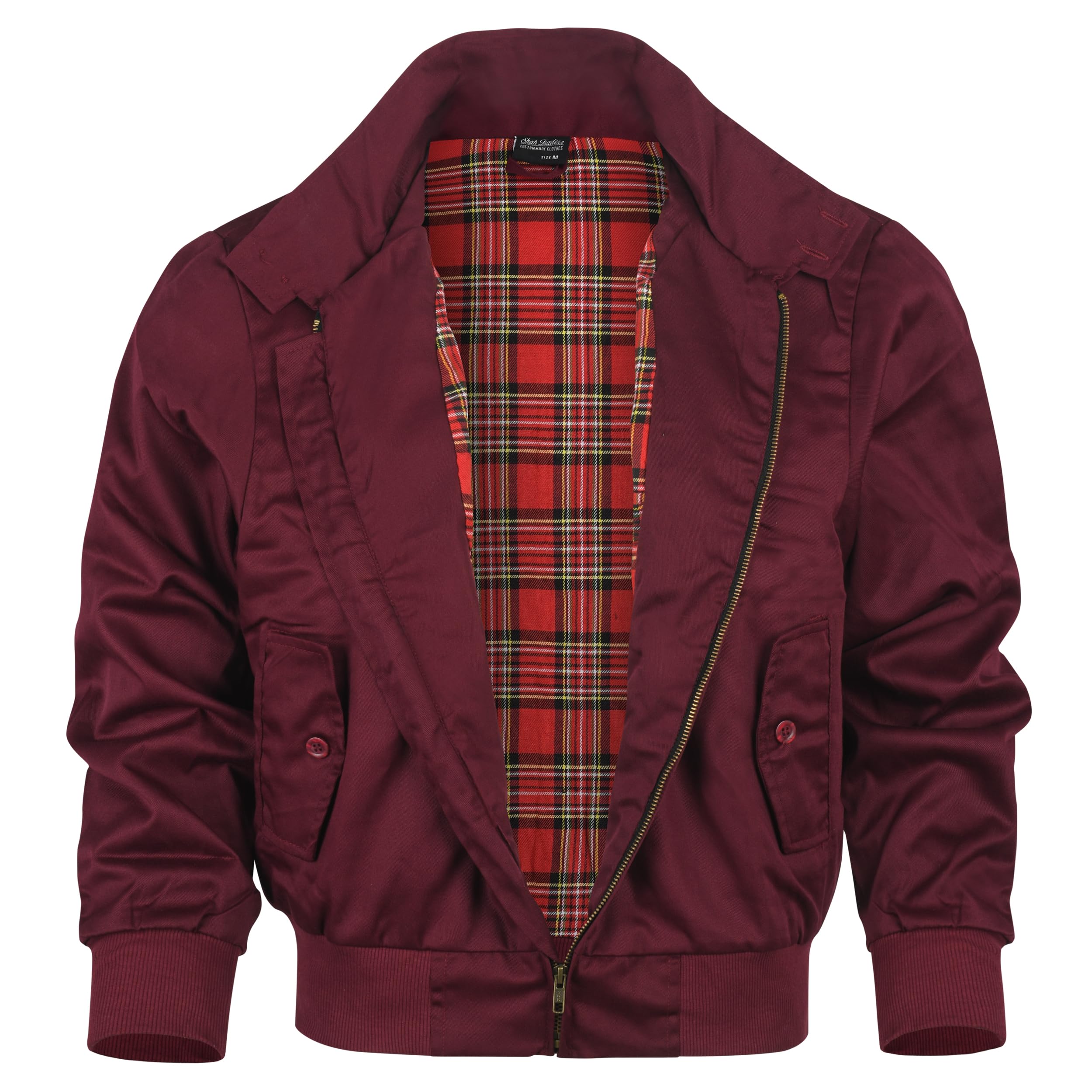 Harrington - Chaqueta Harrington Army And Workwear para hombre, chaqueta Harrington, chaqueta de forro a cuadros, color rojo a cuadros - XS-4XL