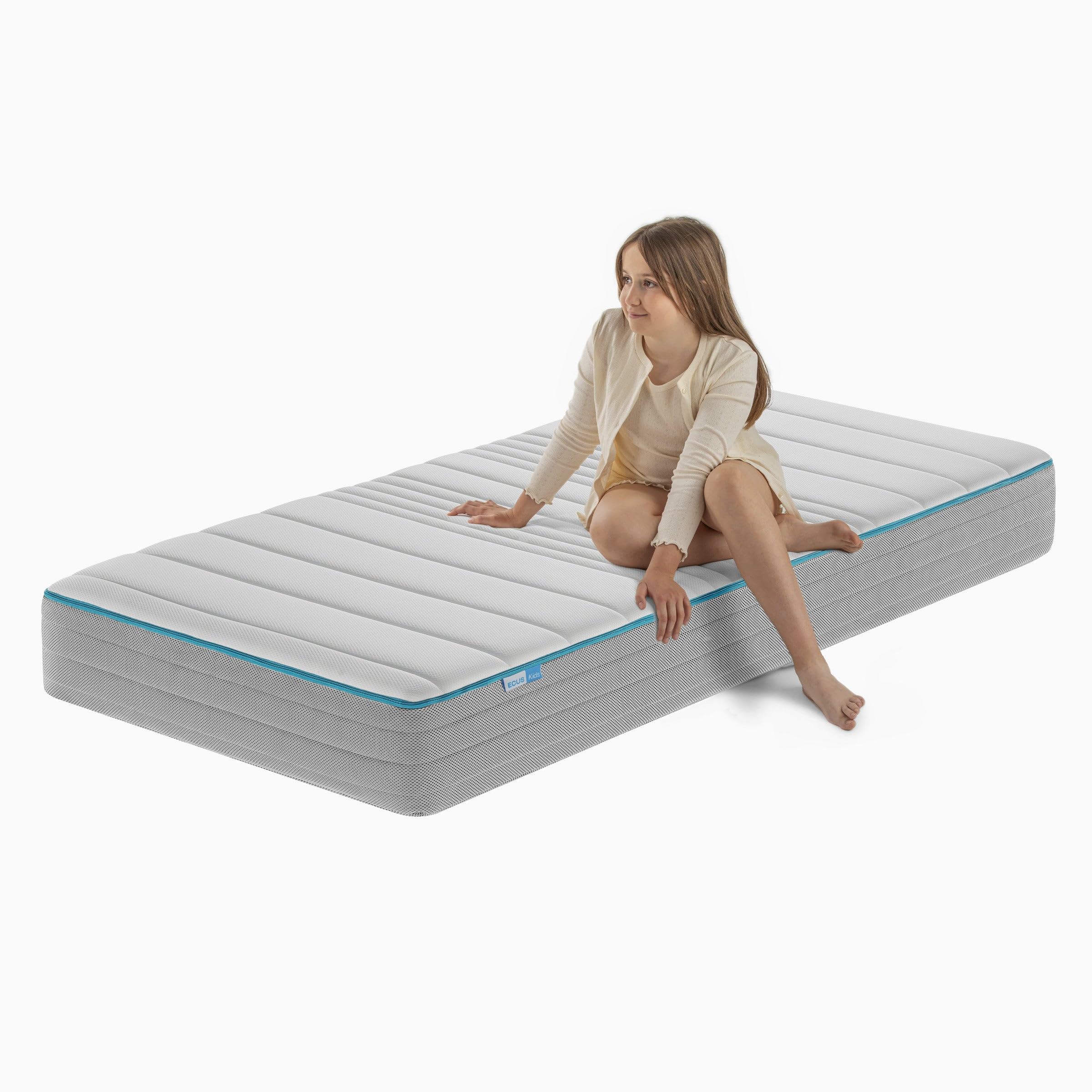 Ecus Kids - Materasso Oxsi Junior 16 x 200 x 090, certificato Oeko-Tex®, fresco, traspirante, imbottito, doppio lato per inverno ed estate, a partire dai 2 anni di età,