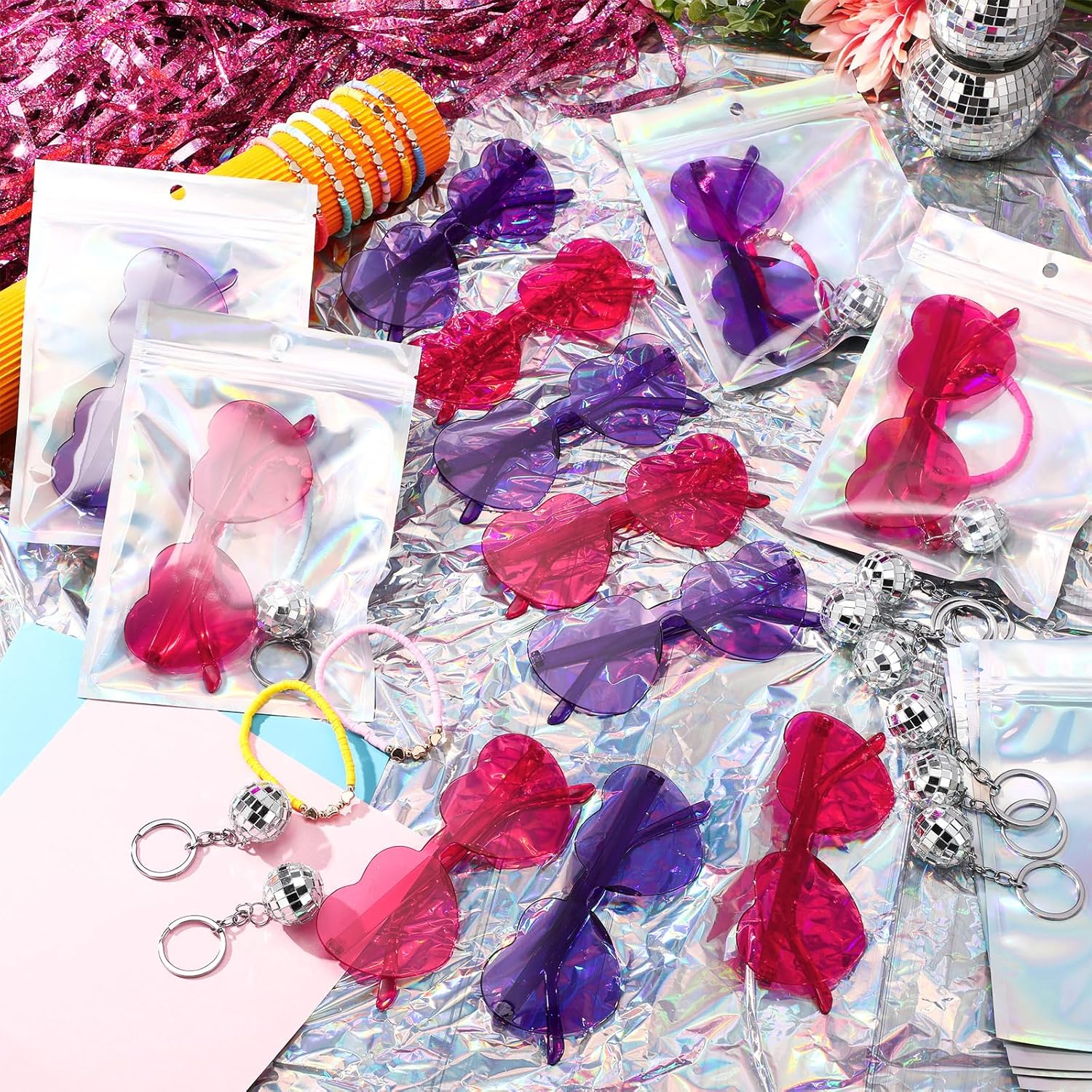 Geiserailie 48 Pcs Kpop Party Favors Popular Singer Party Favors Friendship Gifts Set, Beaded Bracelets Sunglasses Keychain for Y2k Kpop Fans - Image 5